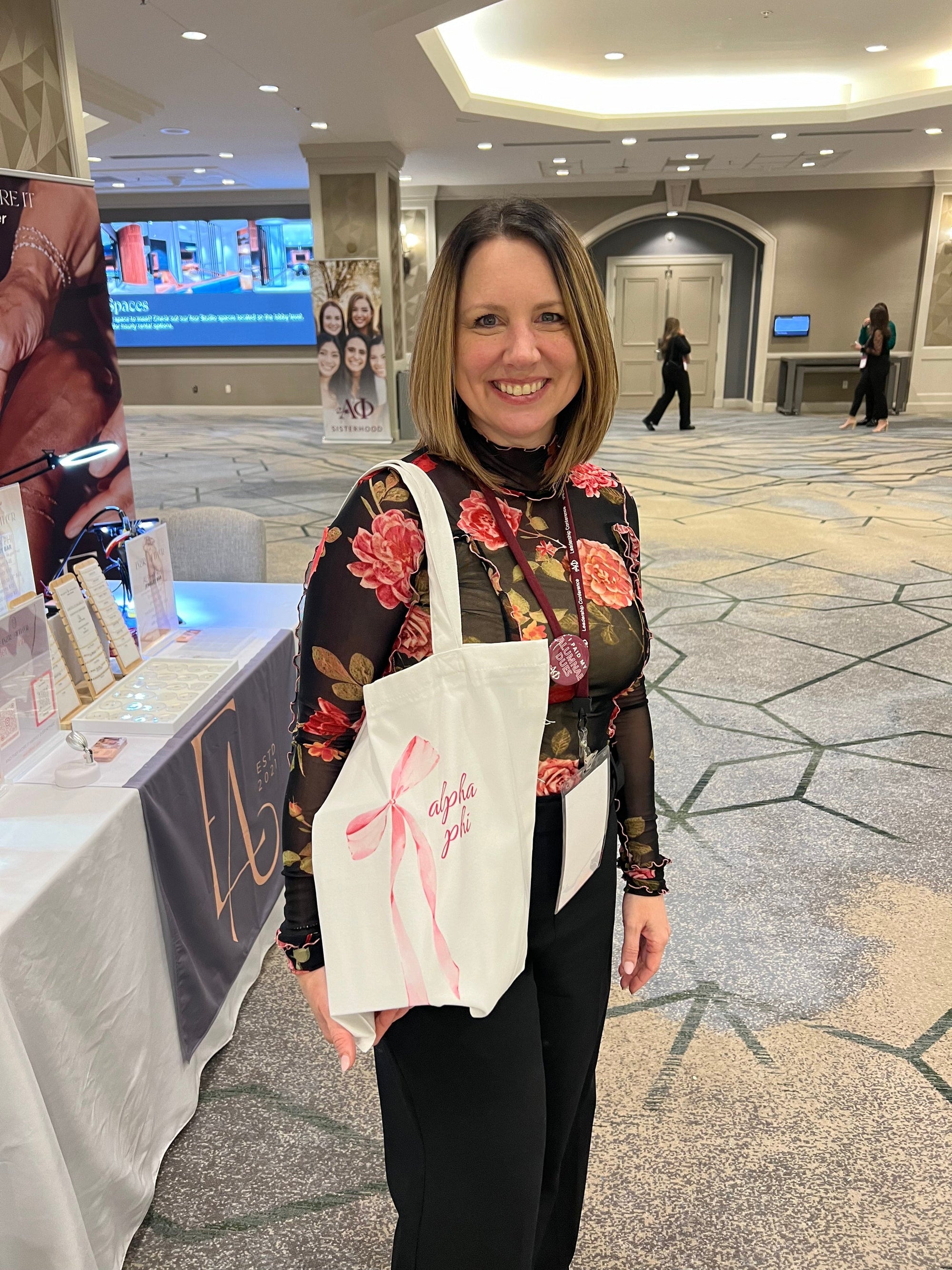 Alpha Phi Pink Bow Tote Bag