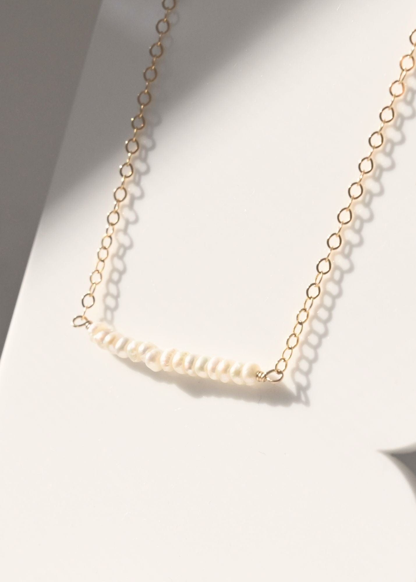Dainty Pearl Bar Necklace