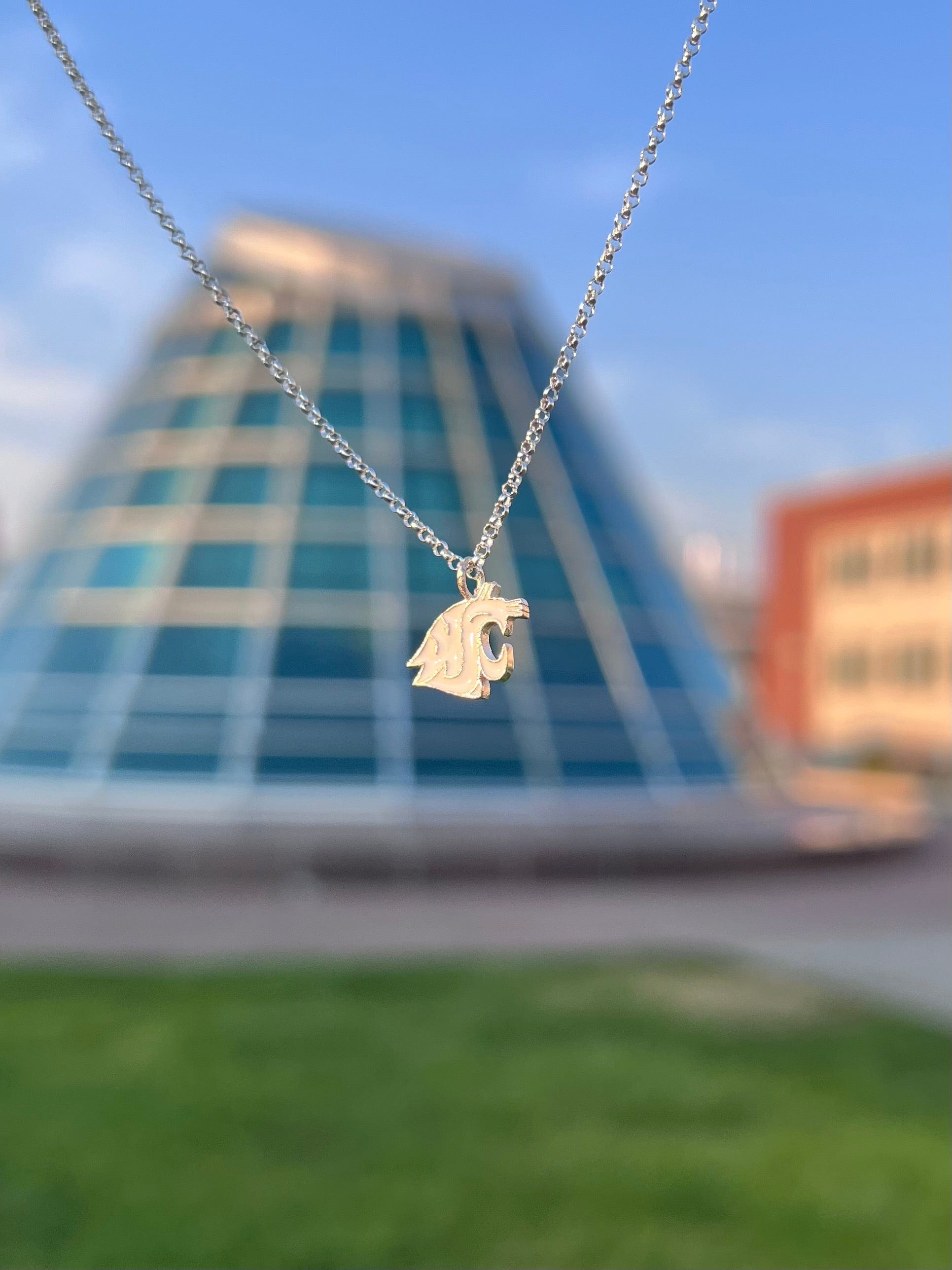 WSU Pendant Necklace College White
