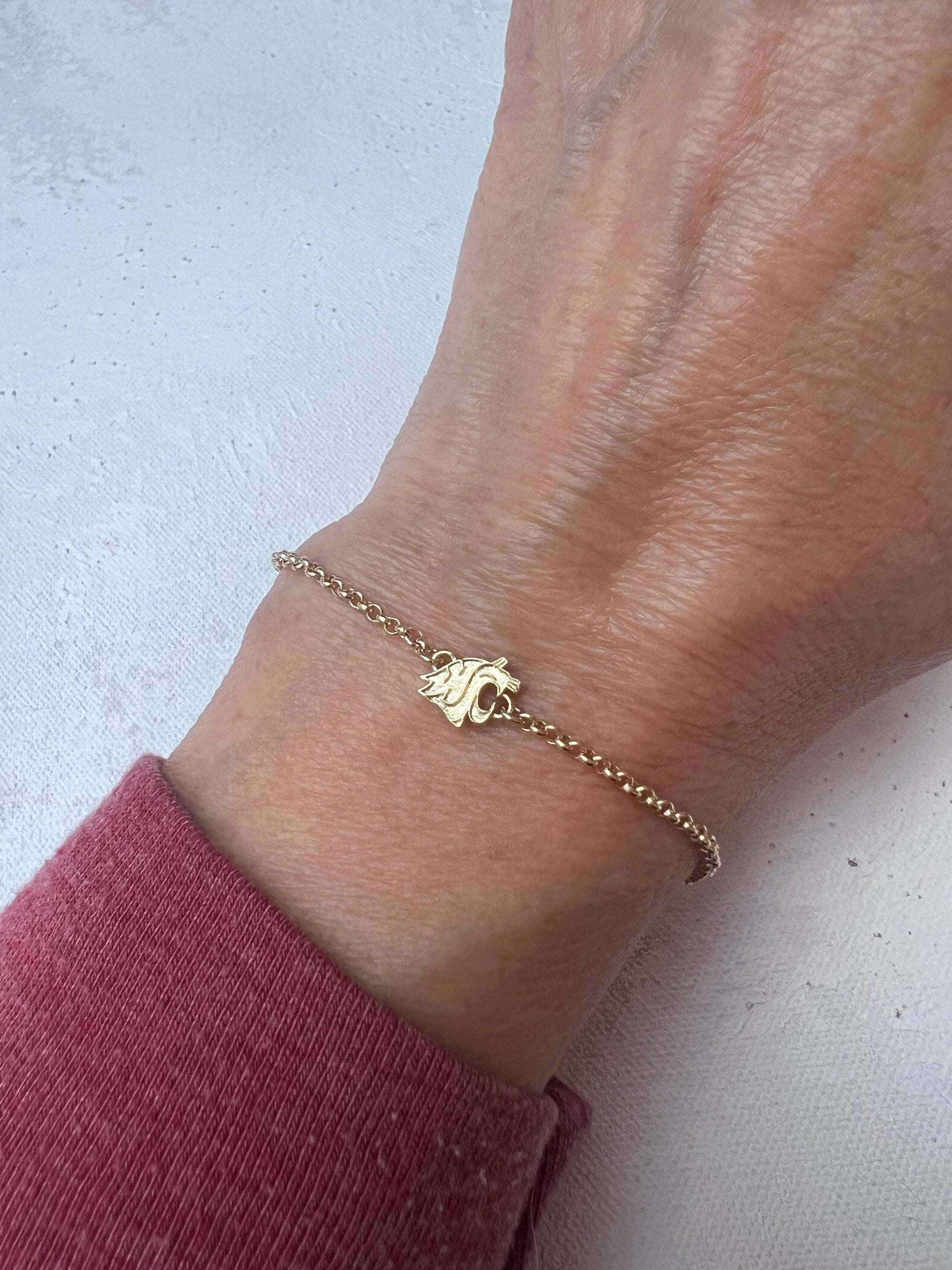 College Hill Gold WSU Charm Pendant Bracelet