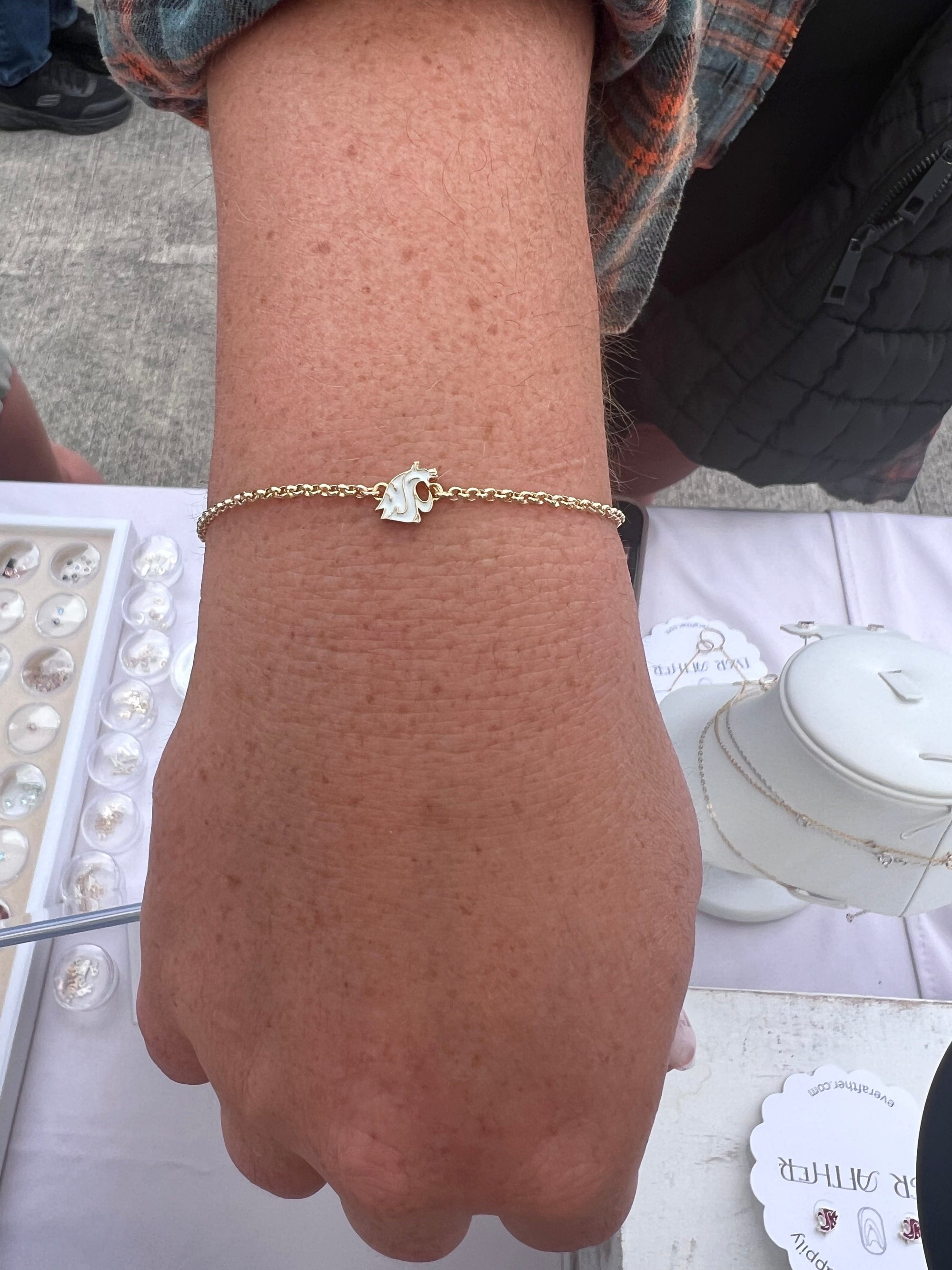 WSU Charm Pendant Bracelet Palouse Gold