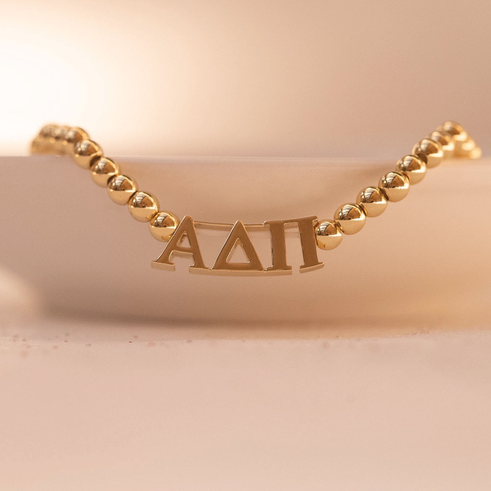 Alpha Delta Pi Gold Beaded Bracelet