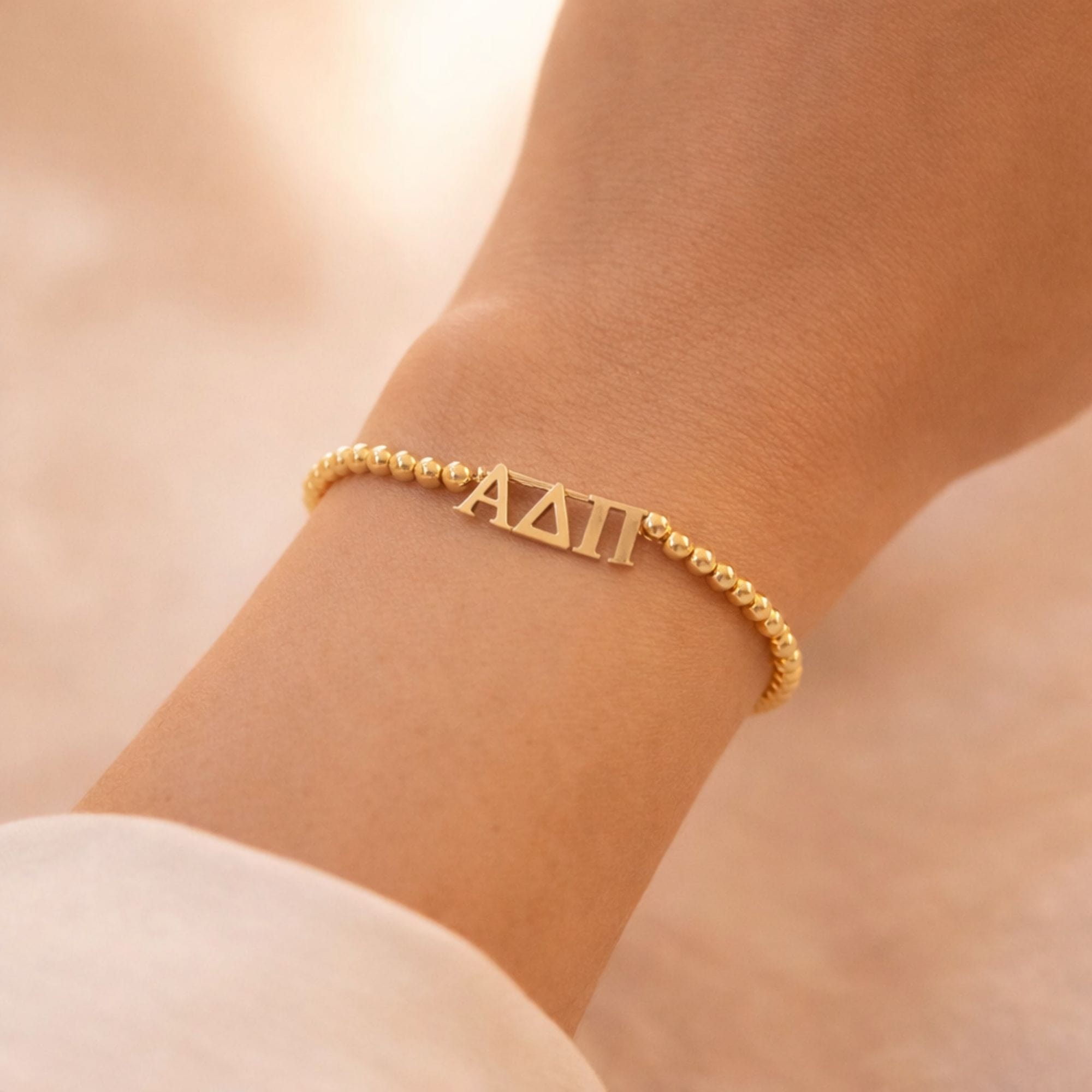 Alpha Delta Pi Gold Beaded Bracelet