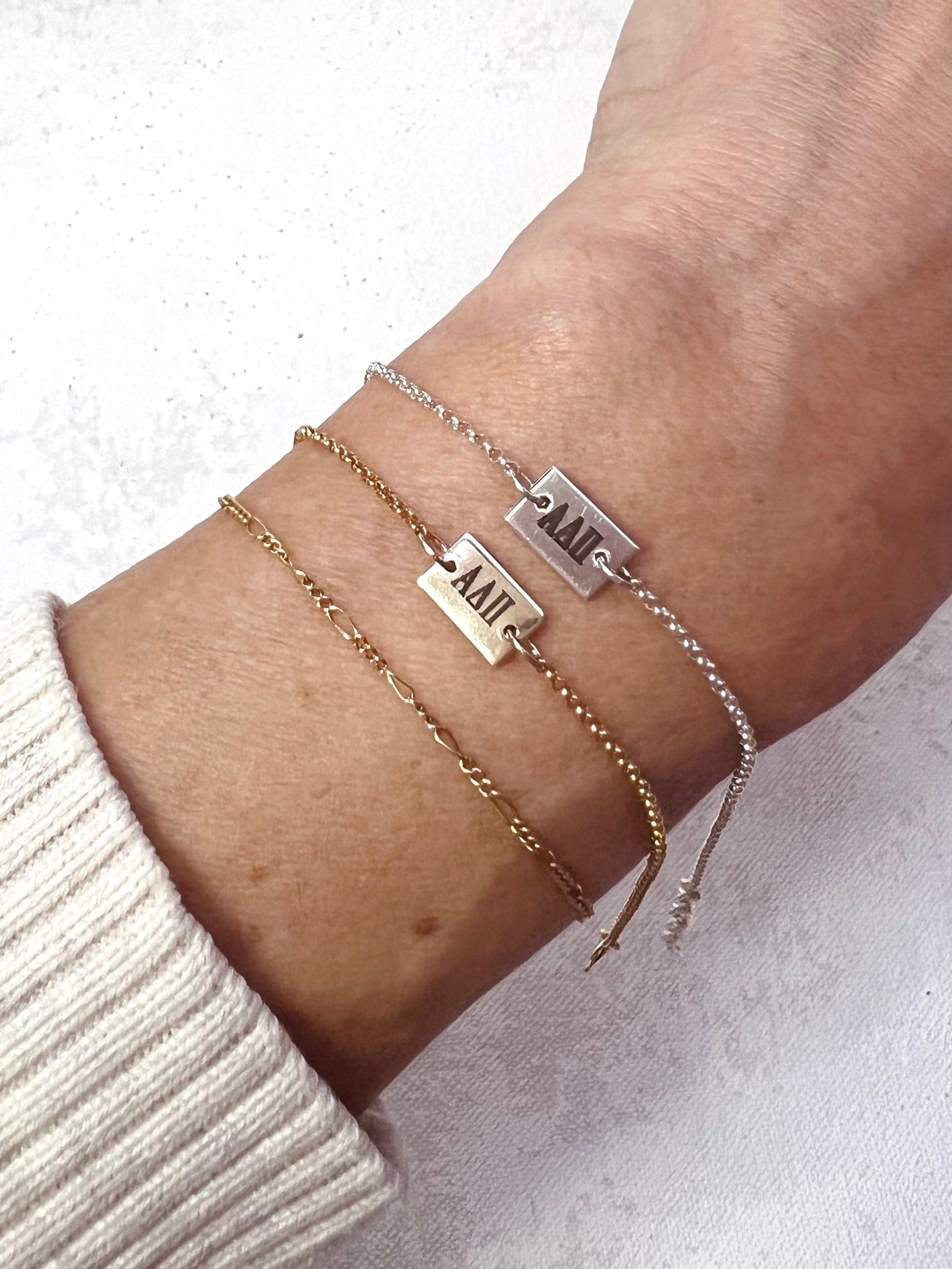 Alpha Delta Pi Engraved Charm Bracelet