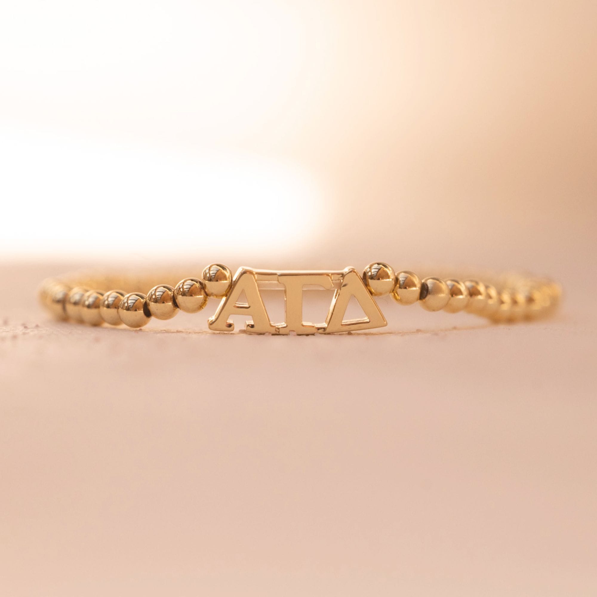 Alpha Gamma Delta Gold Beaded Bracelet