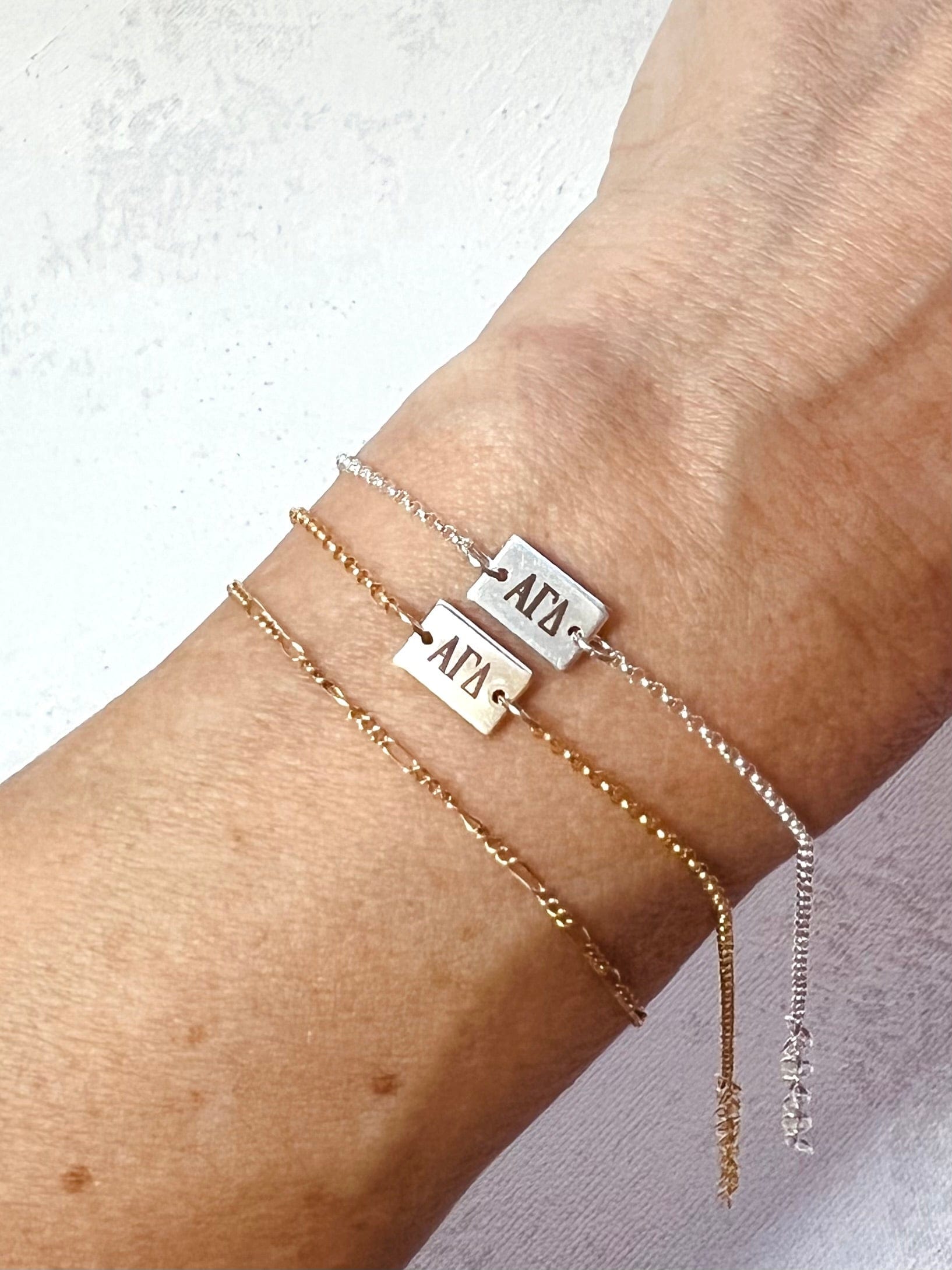 Alpha Gamma Delta Engraved Charm Bracelet