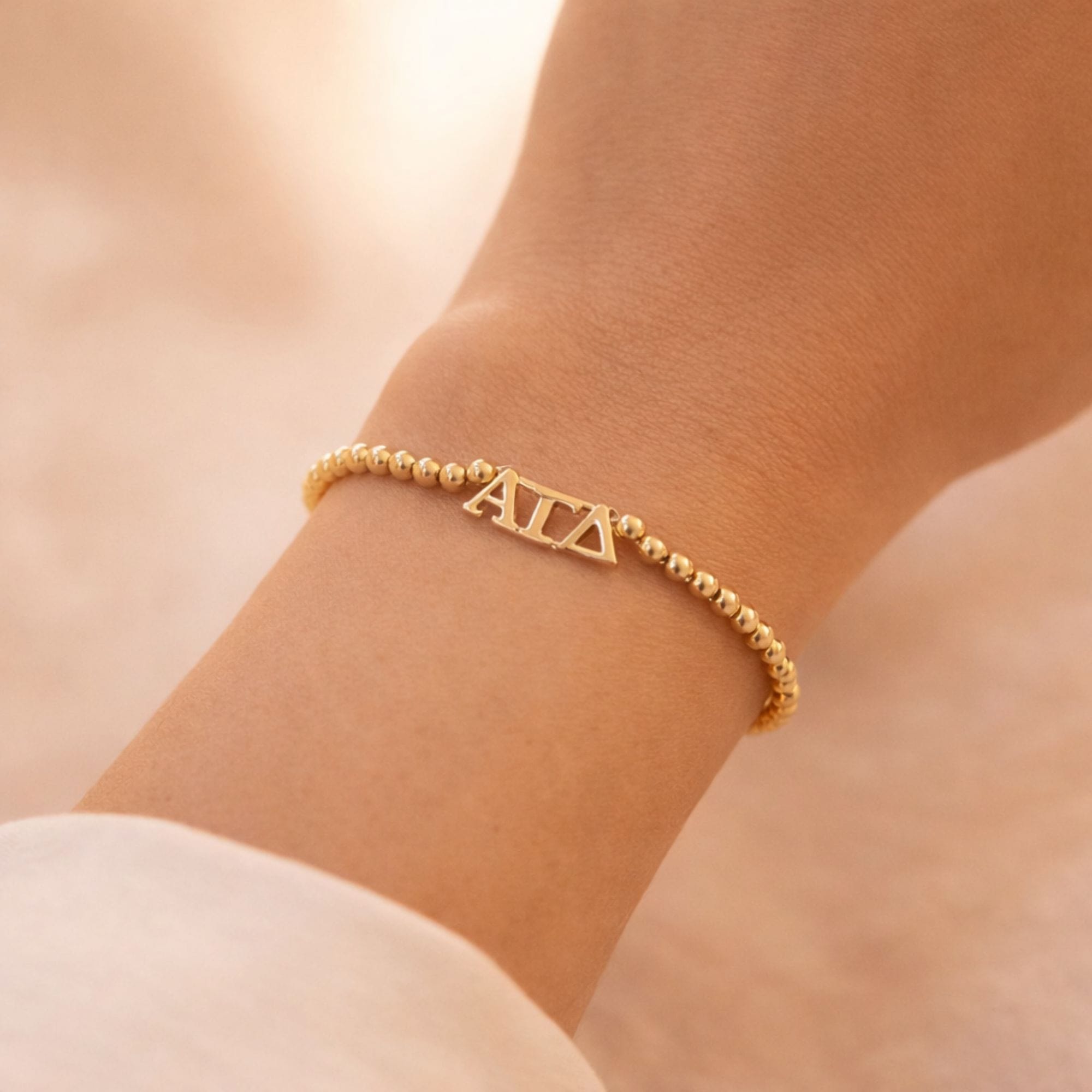 Alpha Gamma Delta Gold Beaded Bracelet