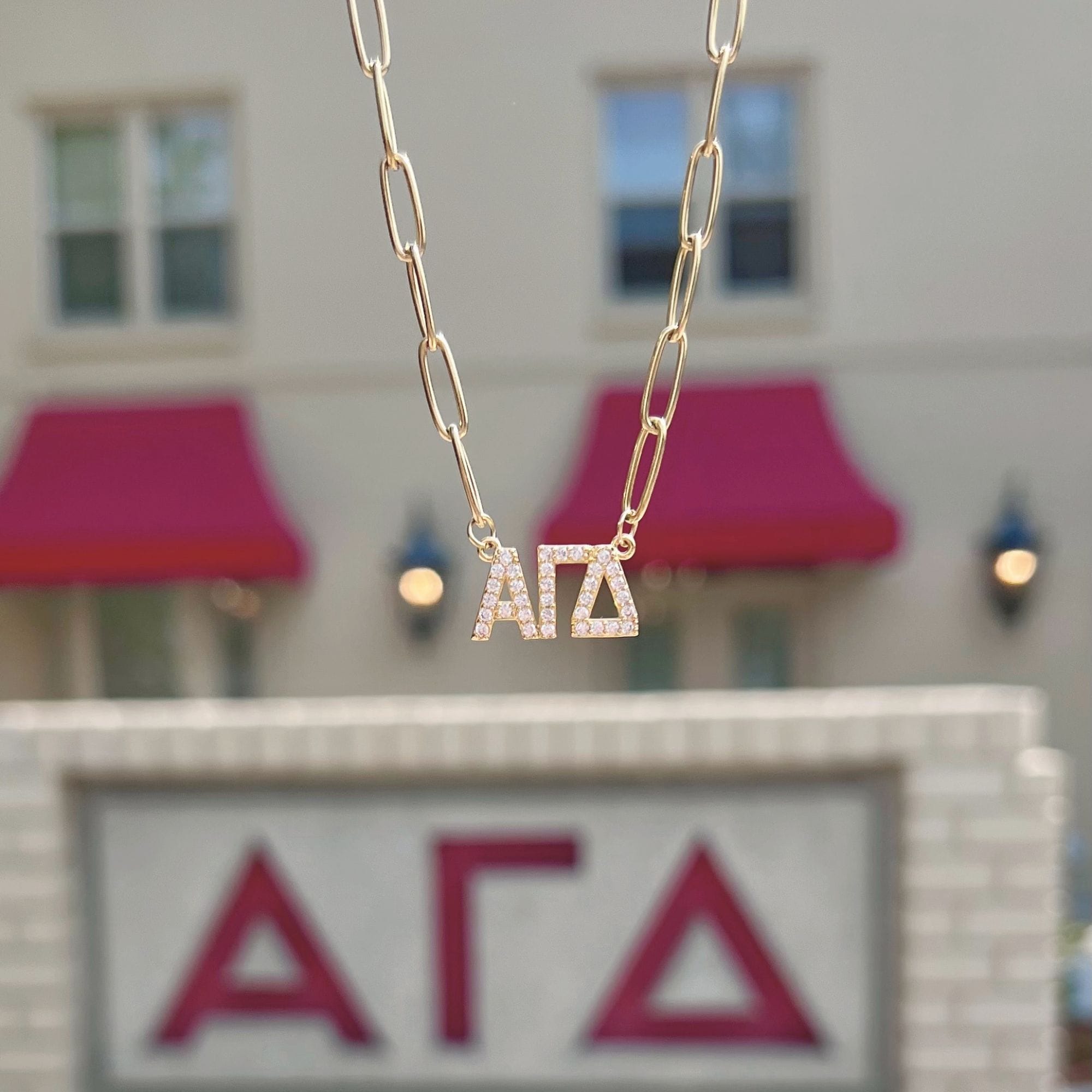 Rhinestone Alpha Gamma Delta Necklace