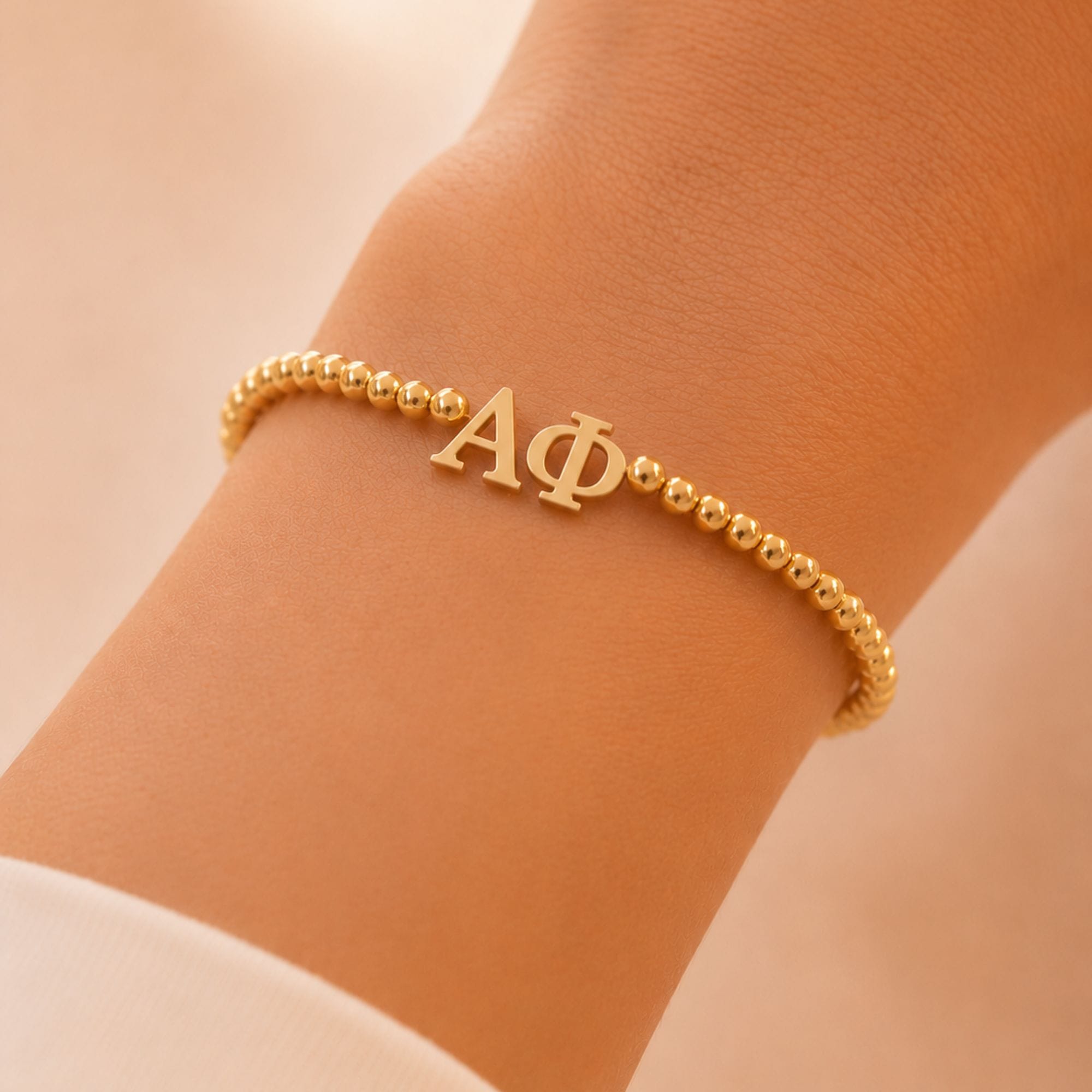 Alpha Phi Gold Beaded Bracelet