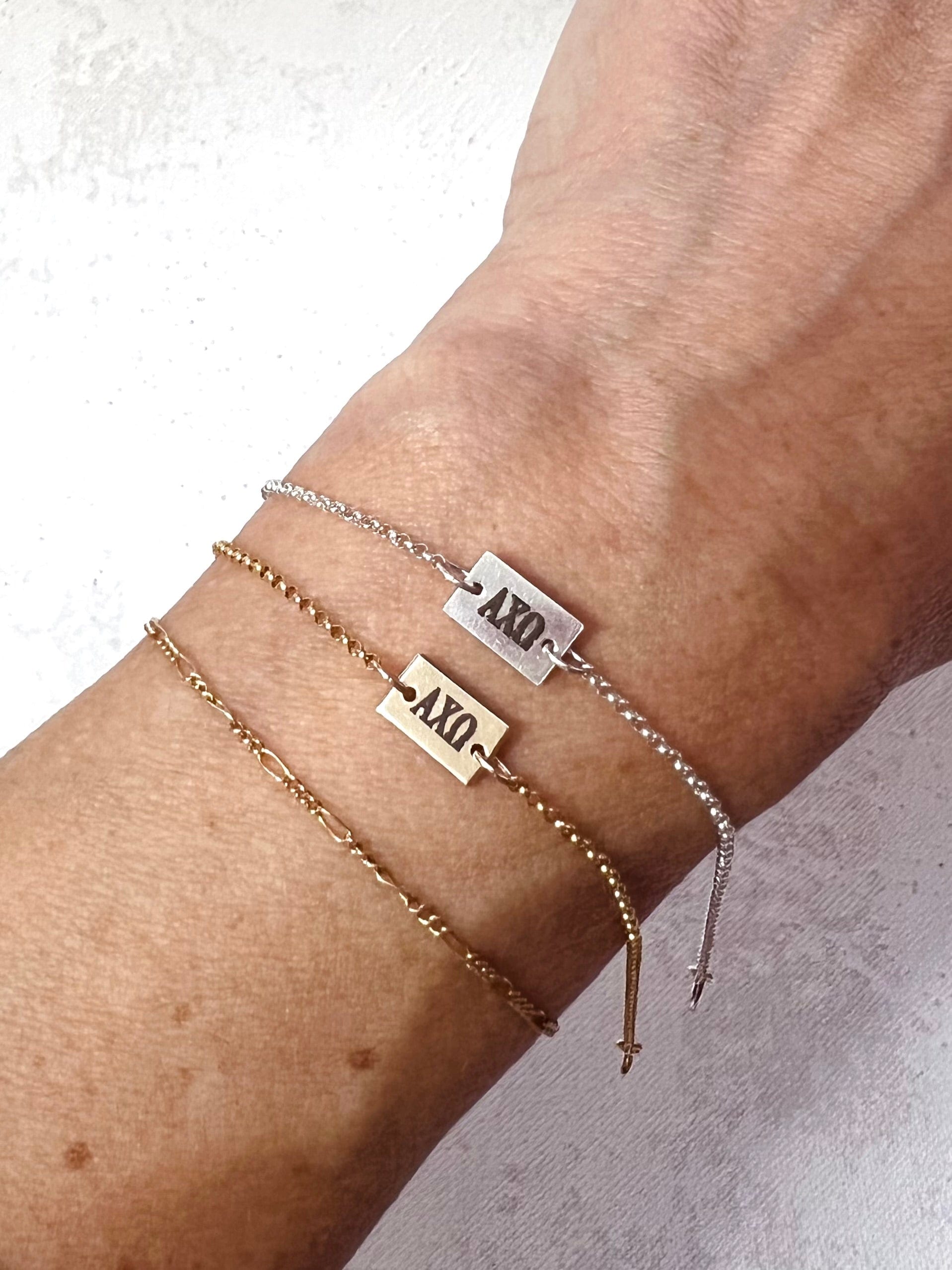 Alpha Chi Omega Engraved Charm Bracelet