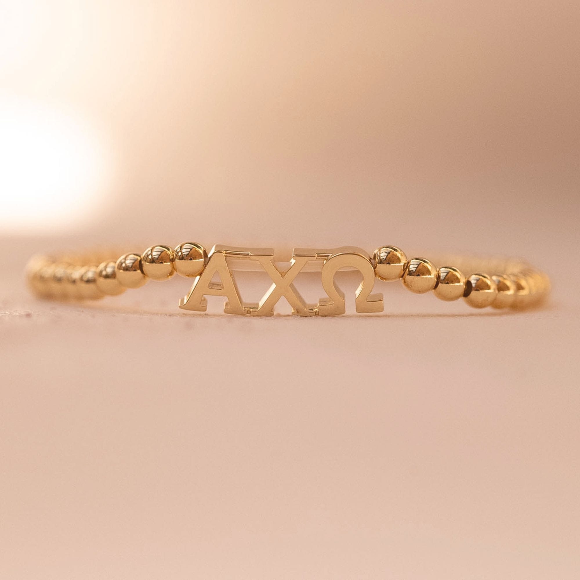 Alpha Chi Omega Gold Beaded Bracelet