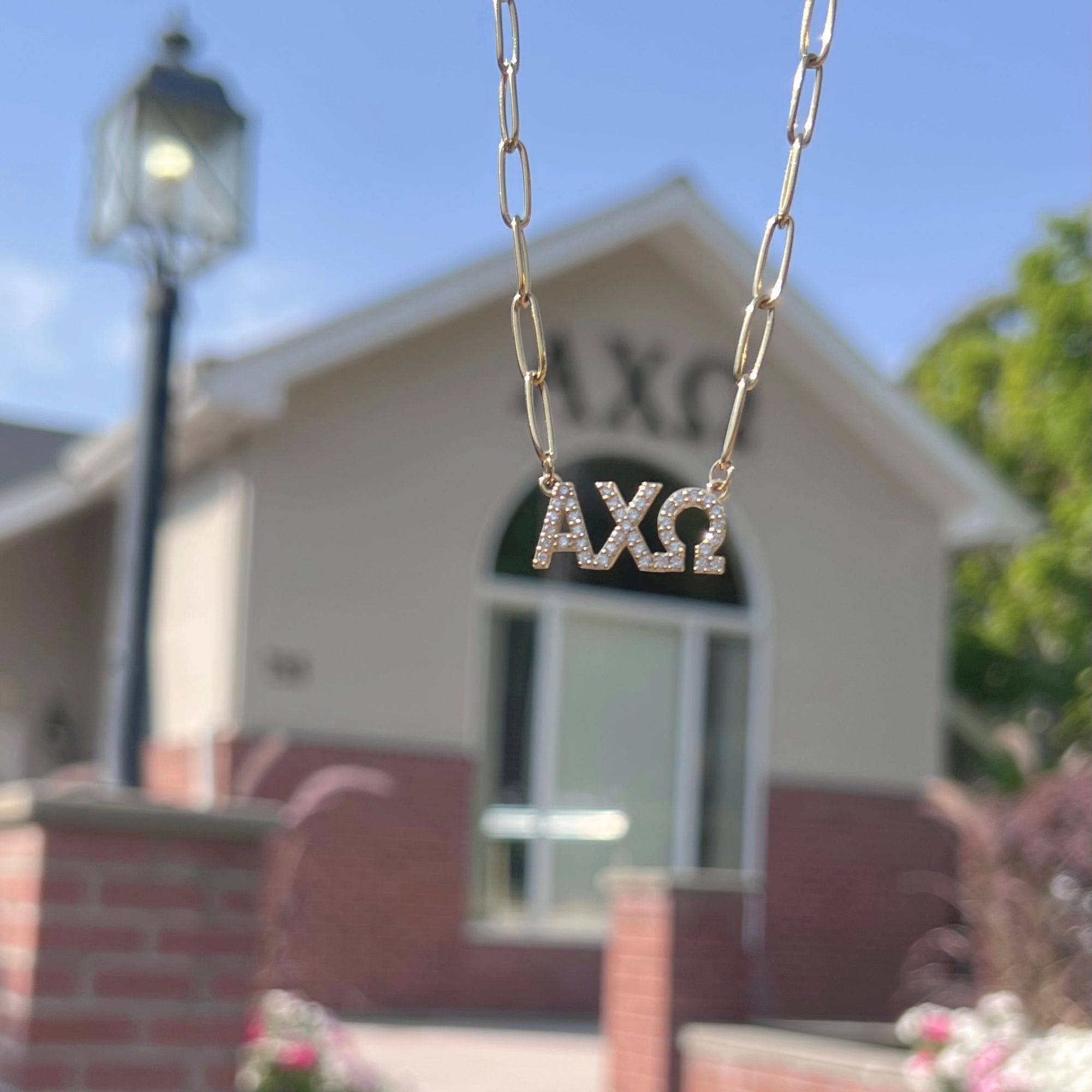 Rhinestone Alpha Chi Omega Necklace