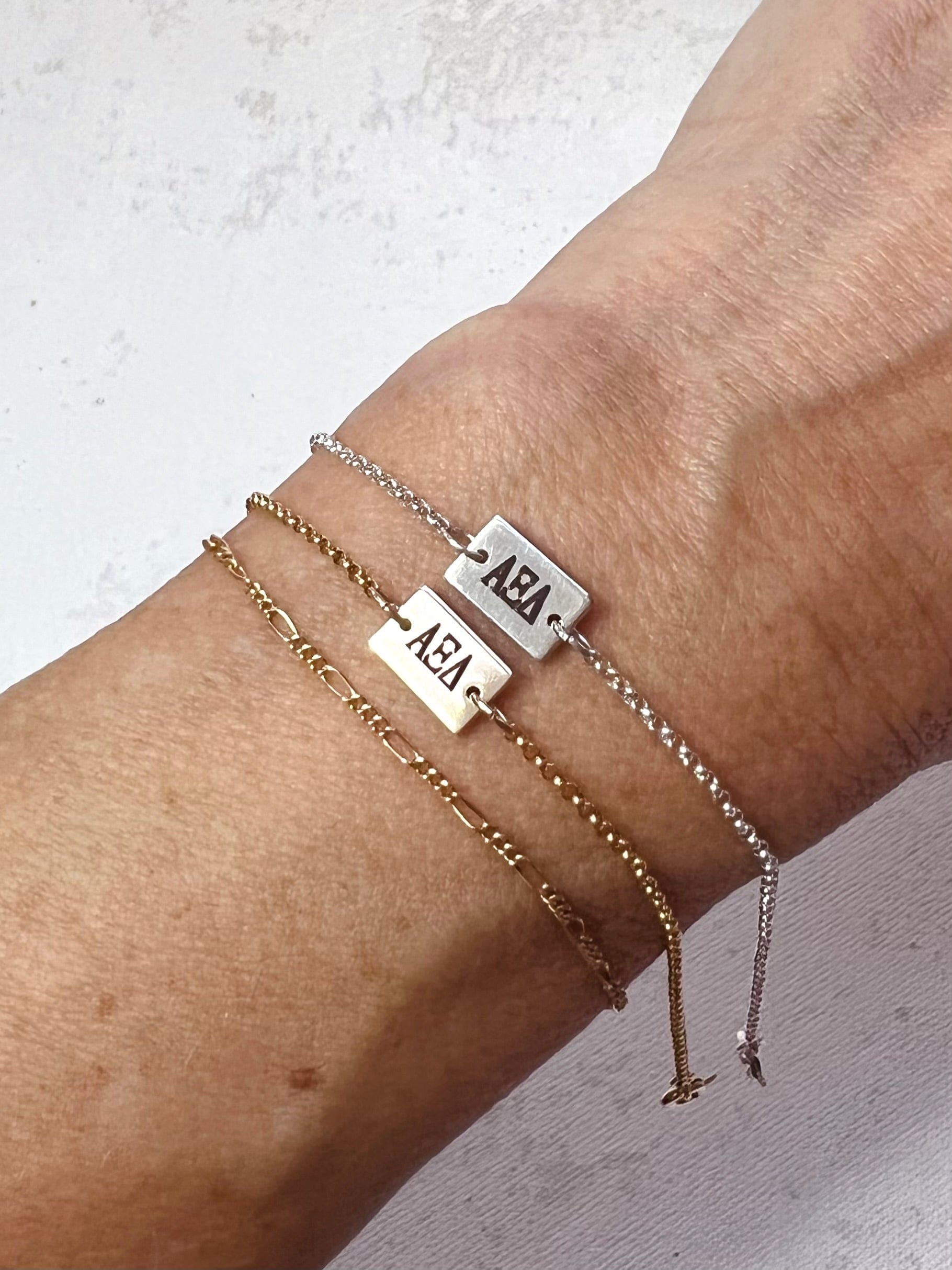 Alpha Xi Delta Engraved Charm Bracelet