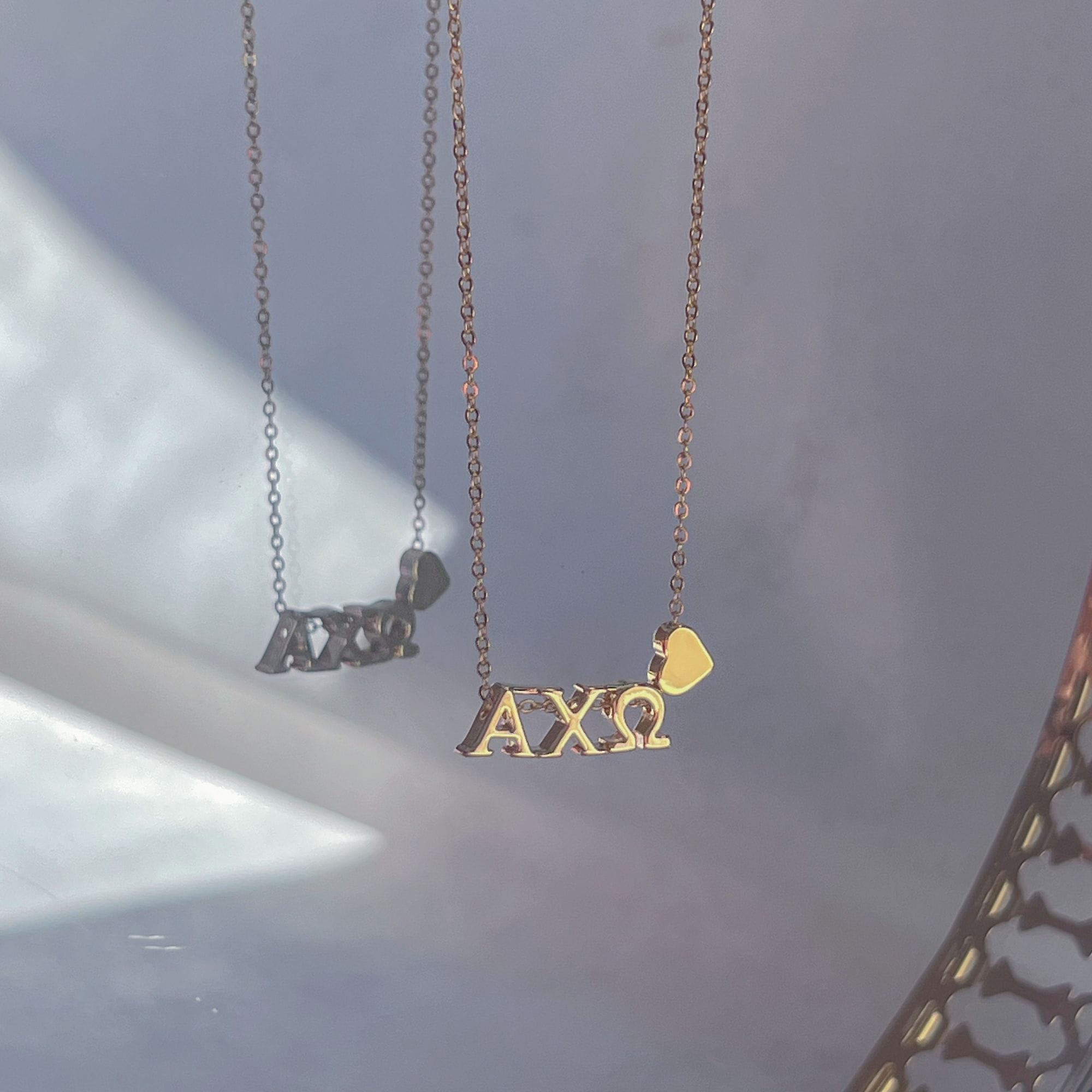 Alpha Chi Omega Greek Letter Heart Necklace