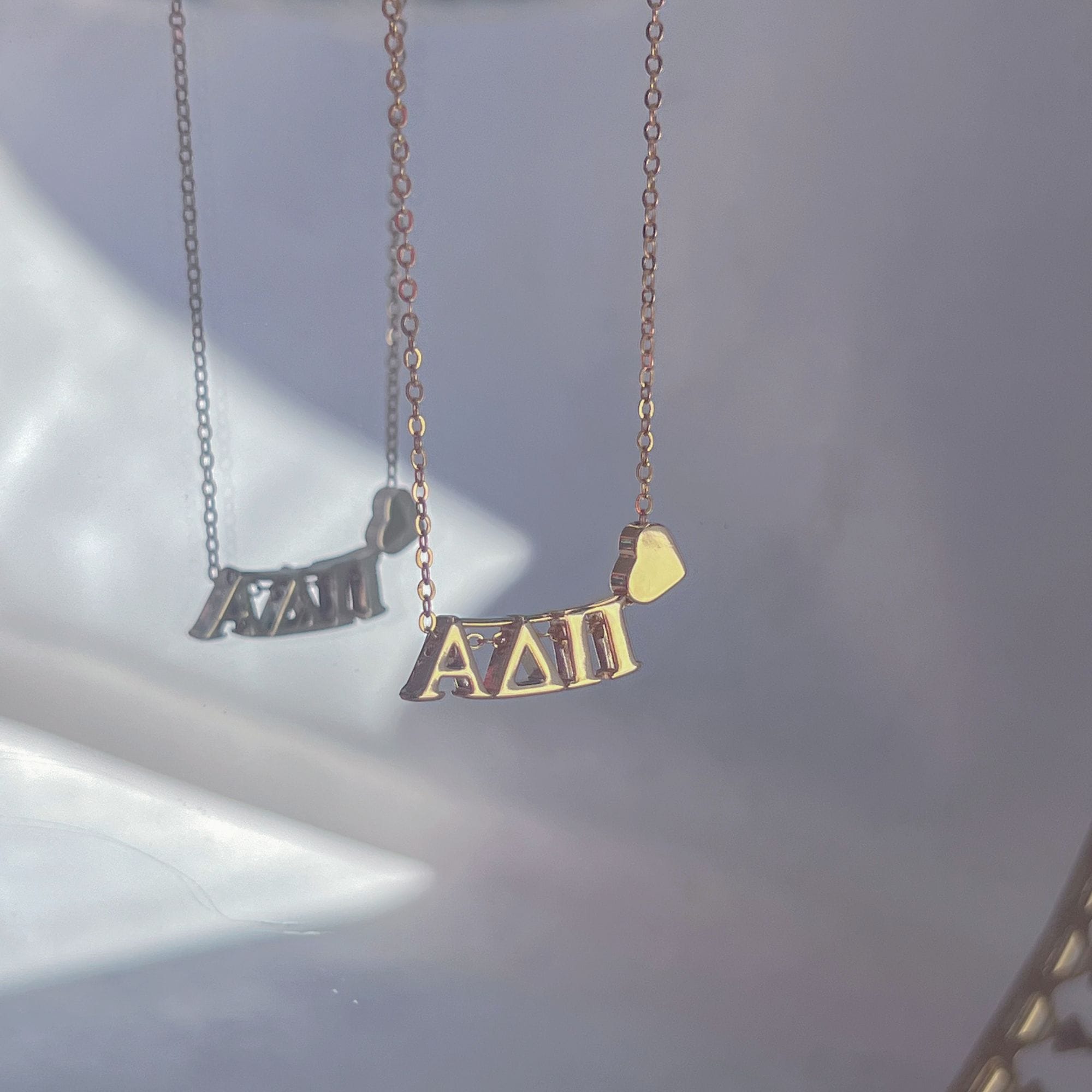 Alpha Delta Pi Greek Letter Heart Necklace