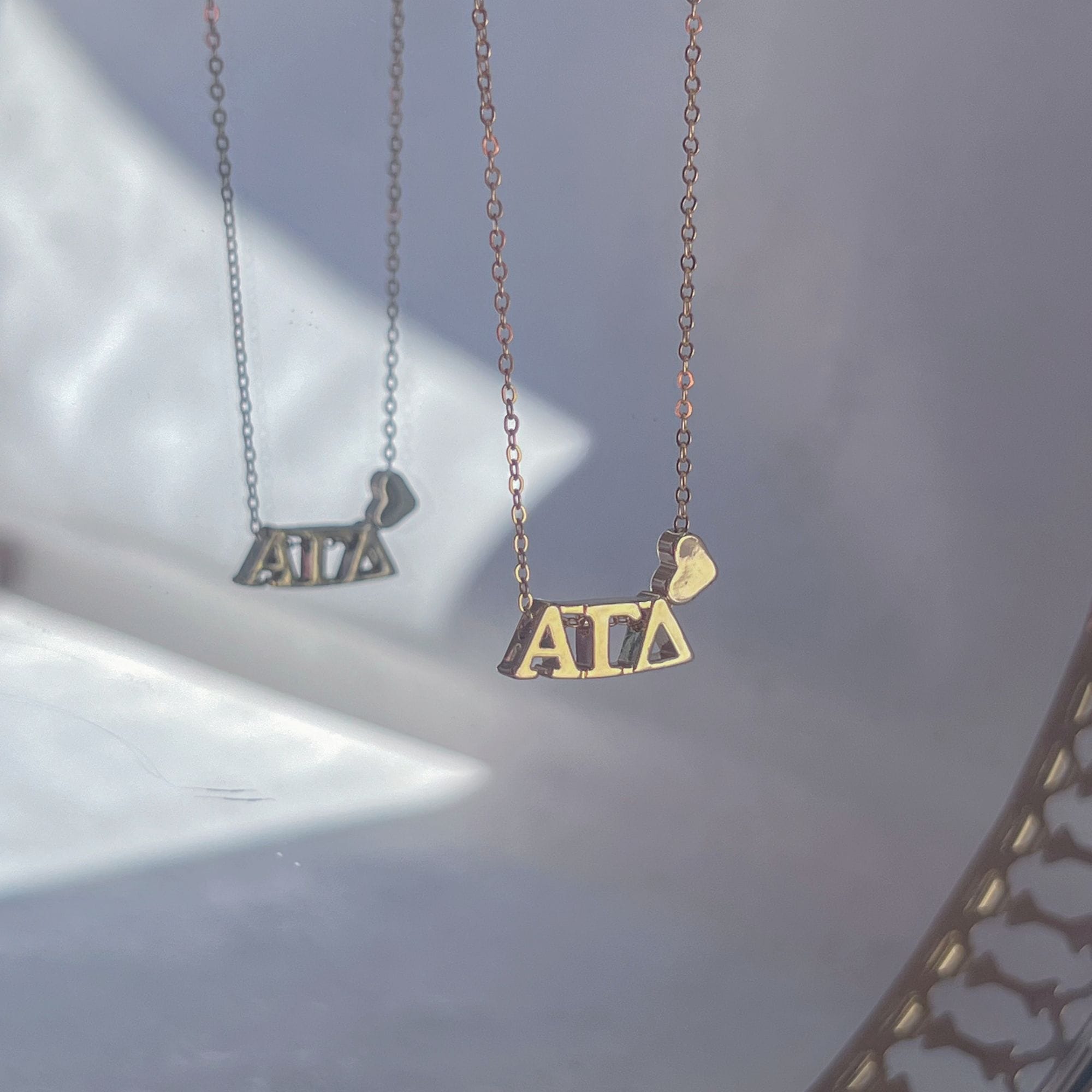 Alpha Gamma Delta Greek Letter Heart Necklace