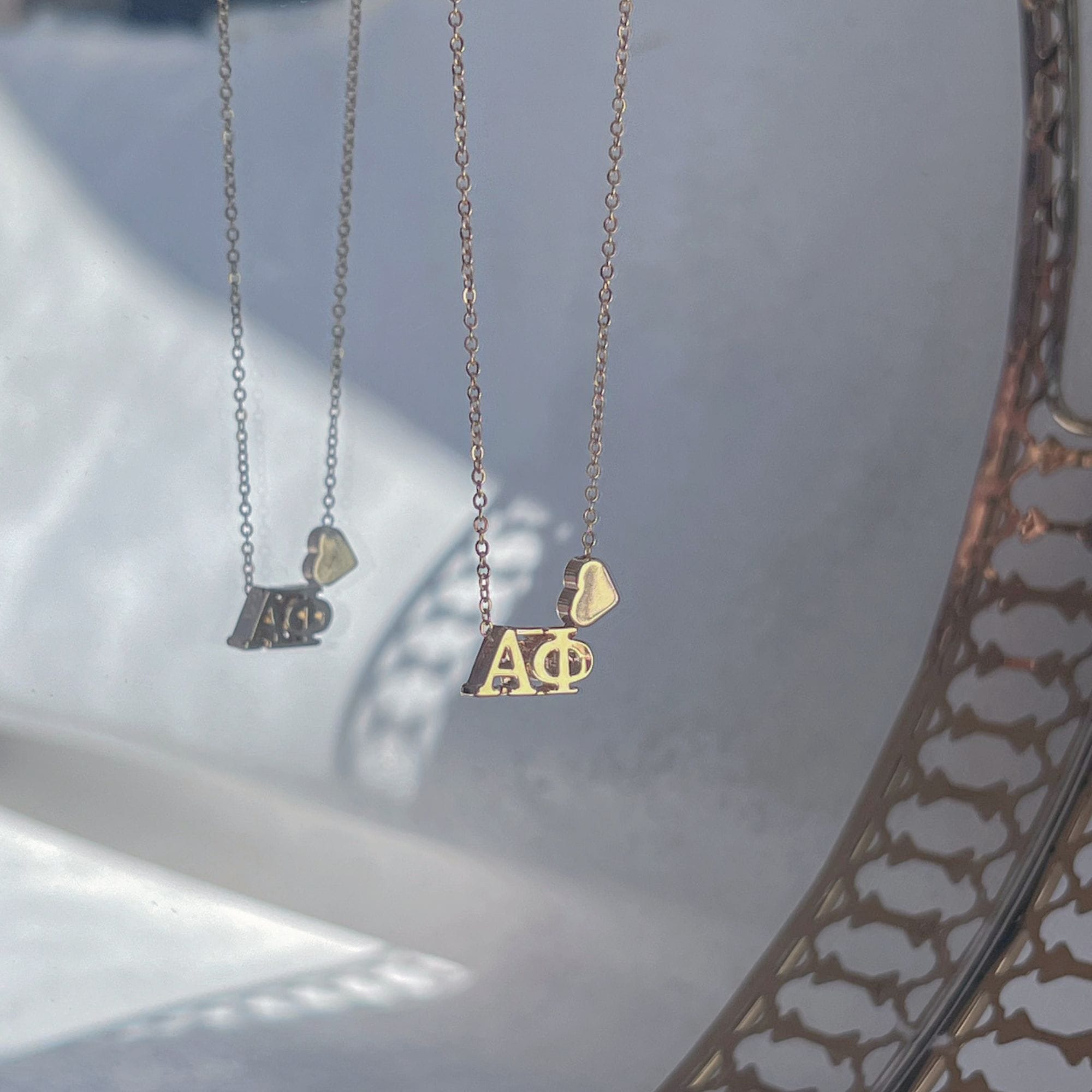 Alpha Phi Greek Letter Heart Necklace