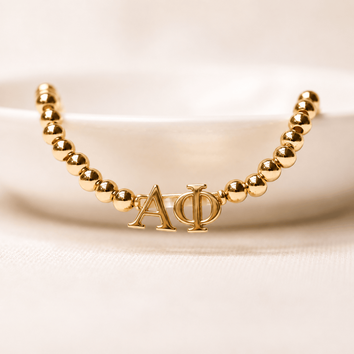 Alpha Phi Gold Beaded Bracelet