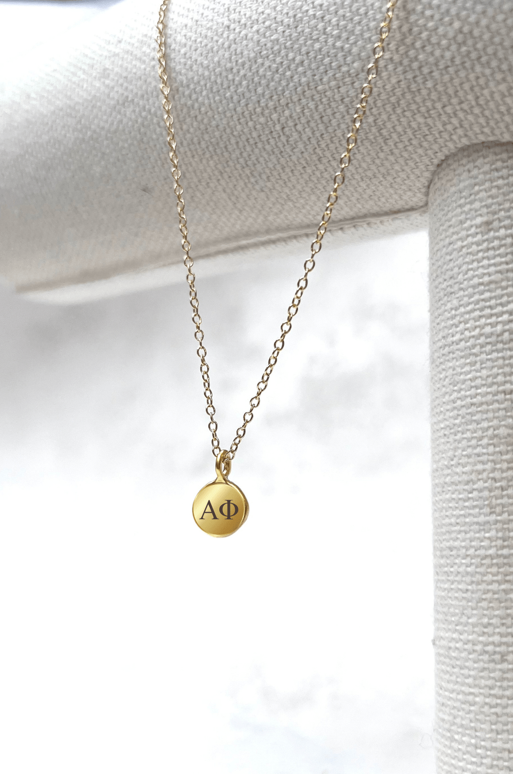 Alpha Phi Dainty Engraved Charm Necklace