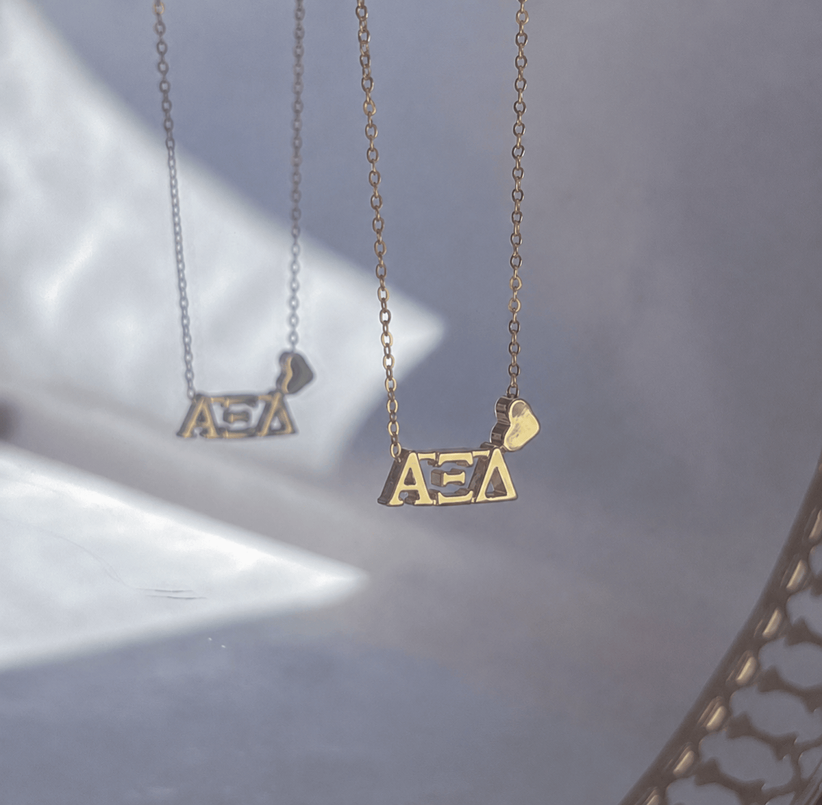 Alpha Xi Delta Greek Letter Heart Necklace
