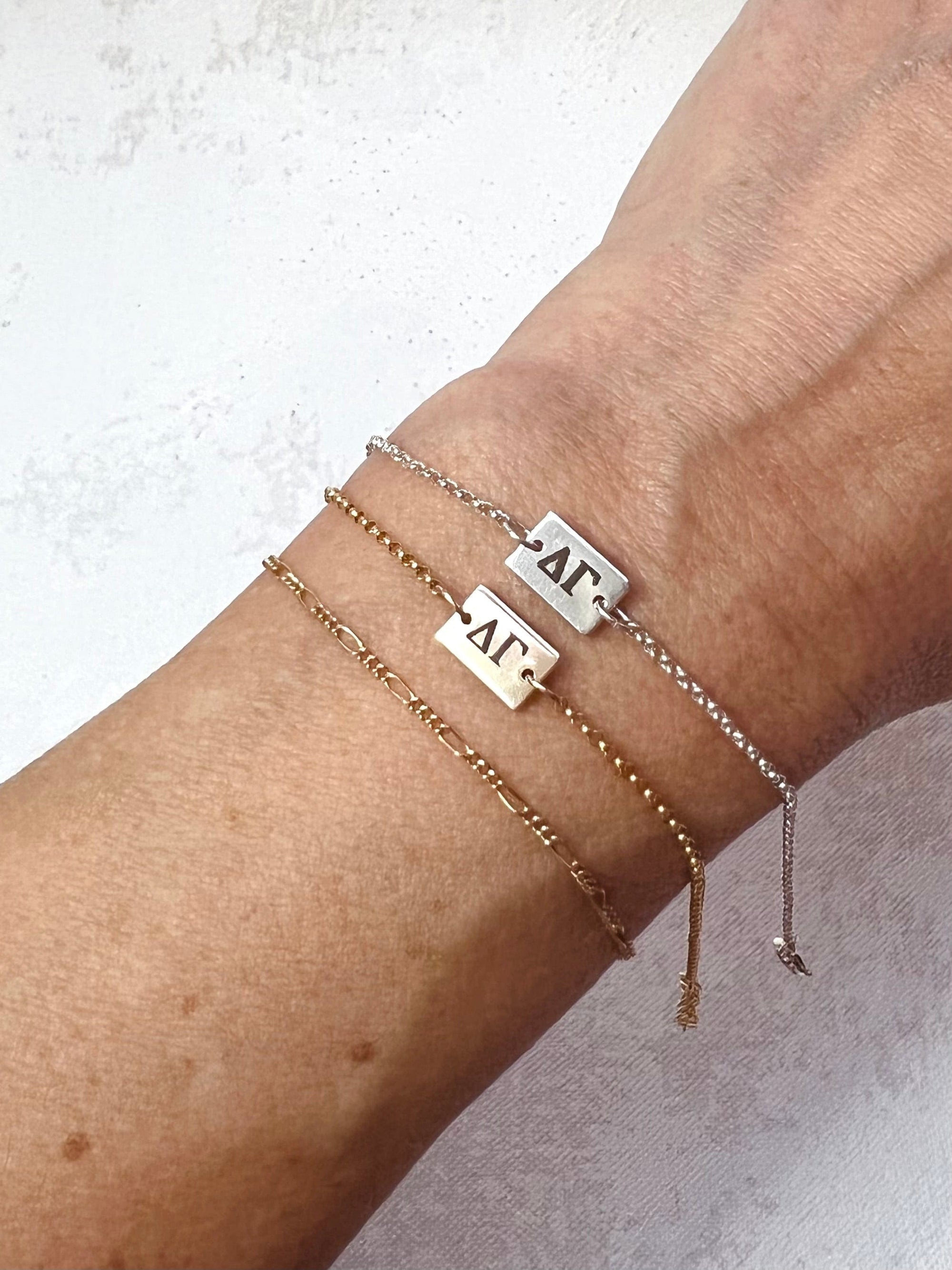 Delta Gamma Engraved Charm Bracelet