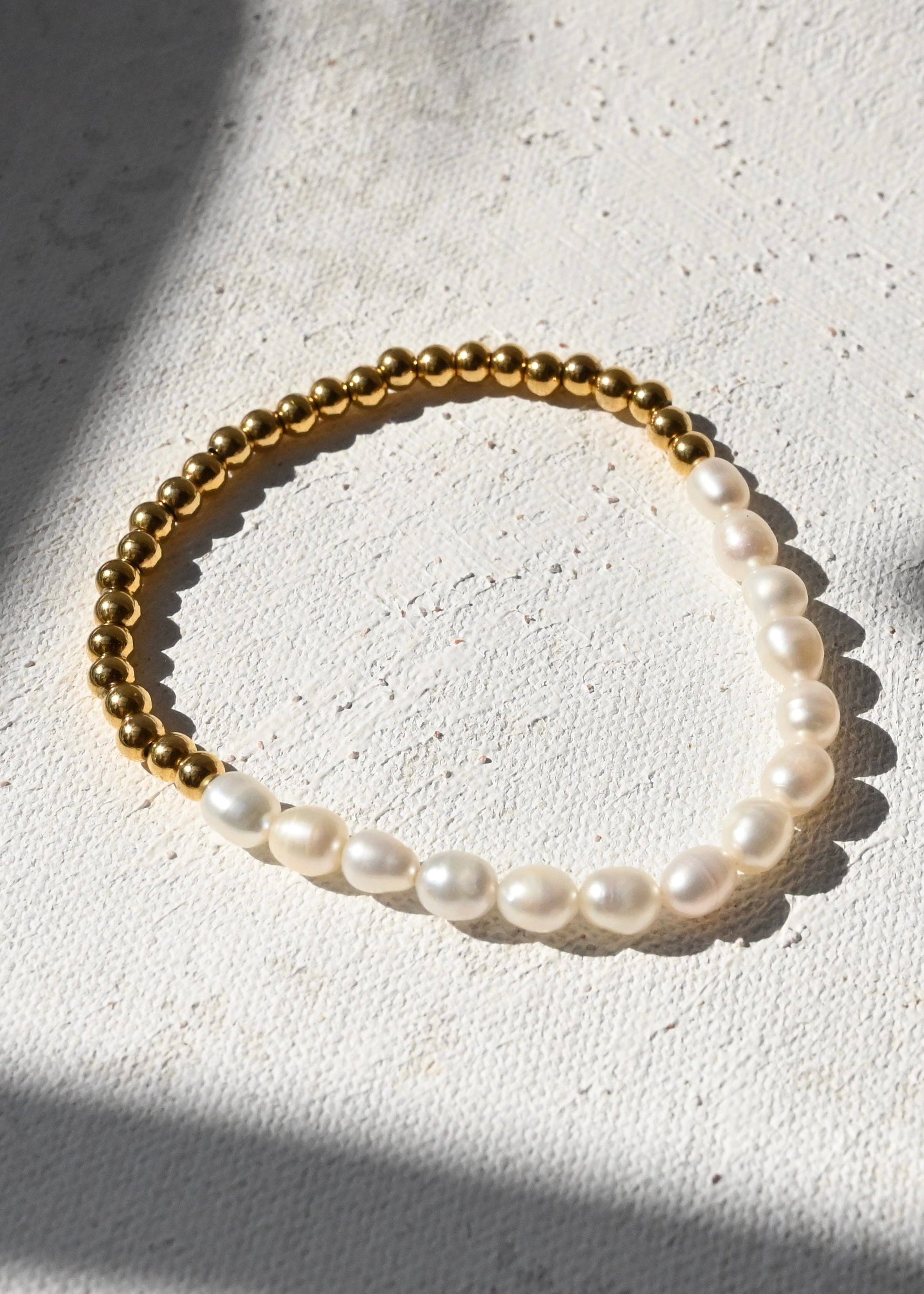 Gold and Pearl Stretch Bracelet