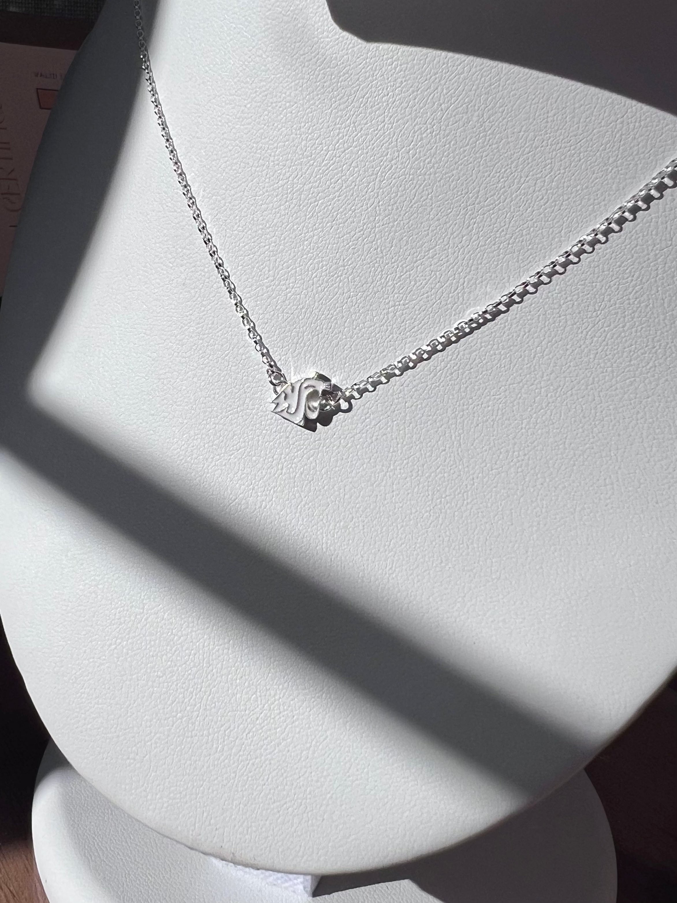 College White WSU Charm Necklace