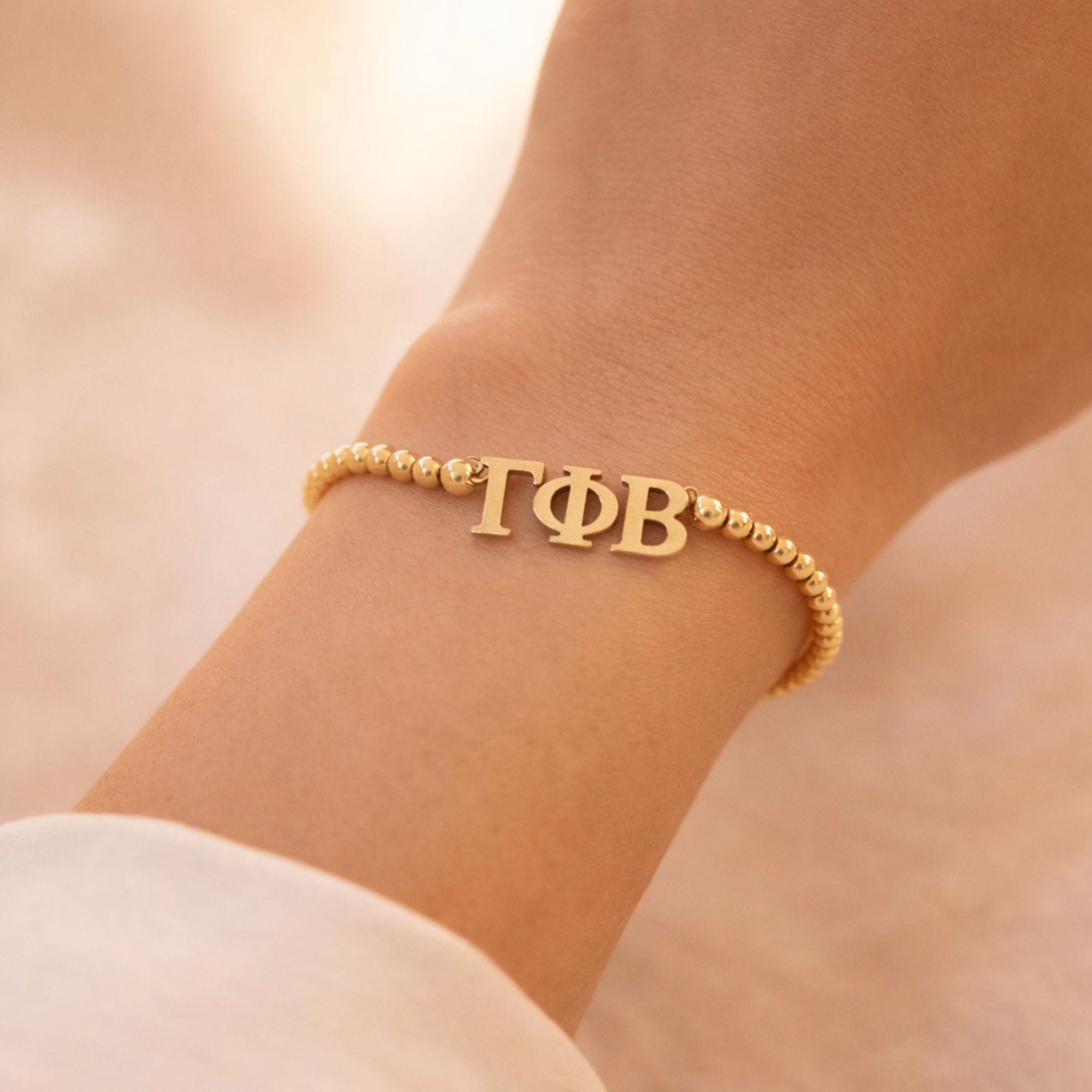 Gamma Phi Beta Gold Beaded Bracelet