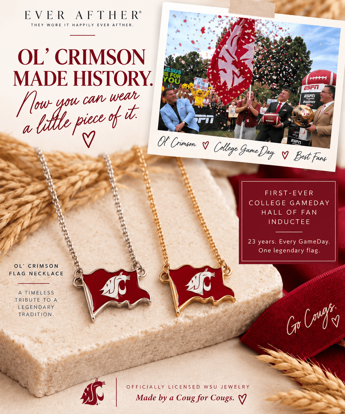 Ol' Crimson Flag Gold Necklace