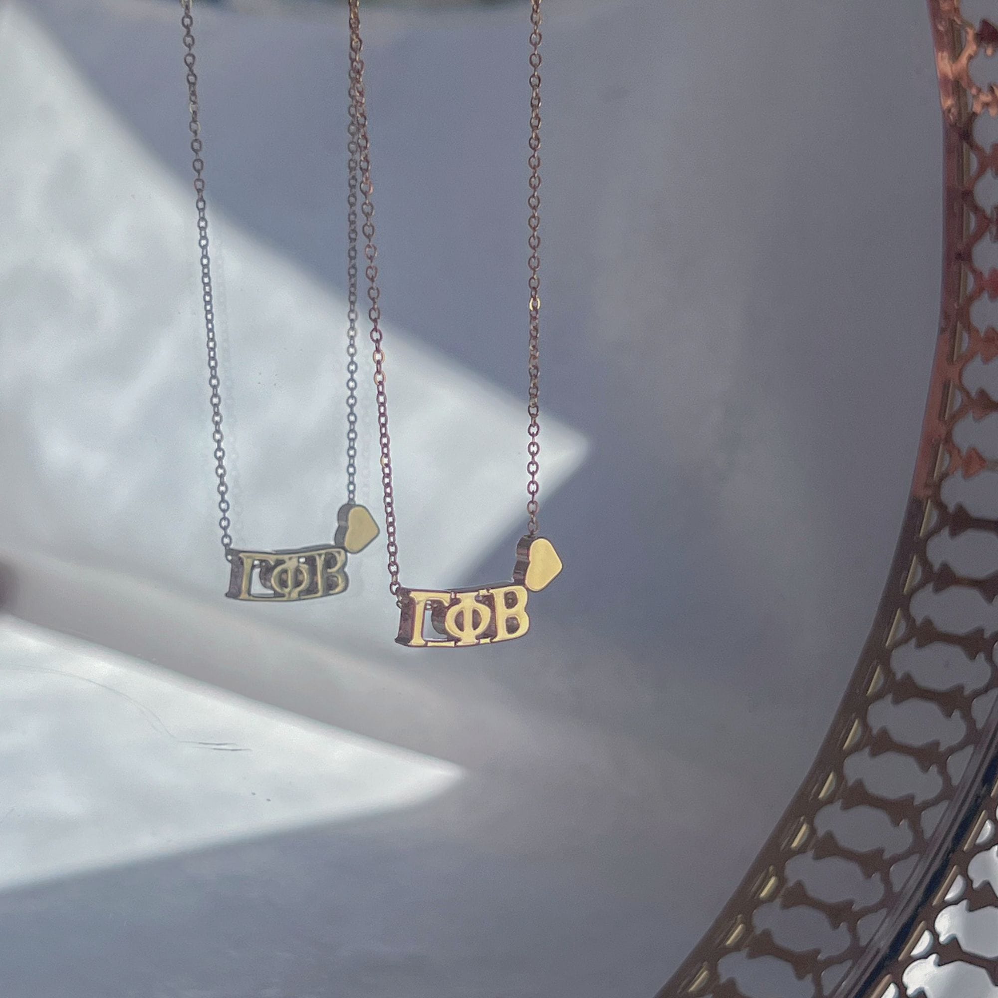Gamma Phi Beta Greek Letter Heart Necklace