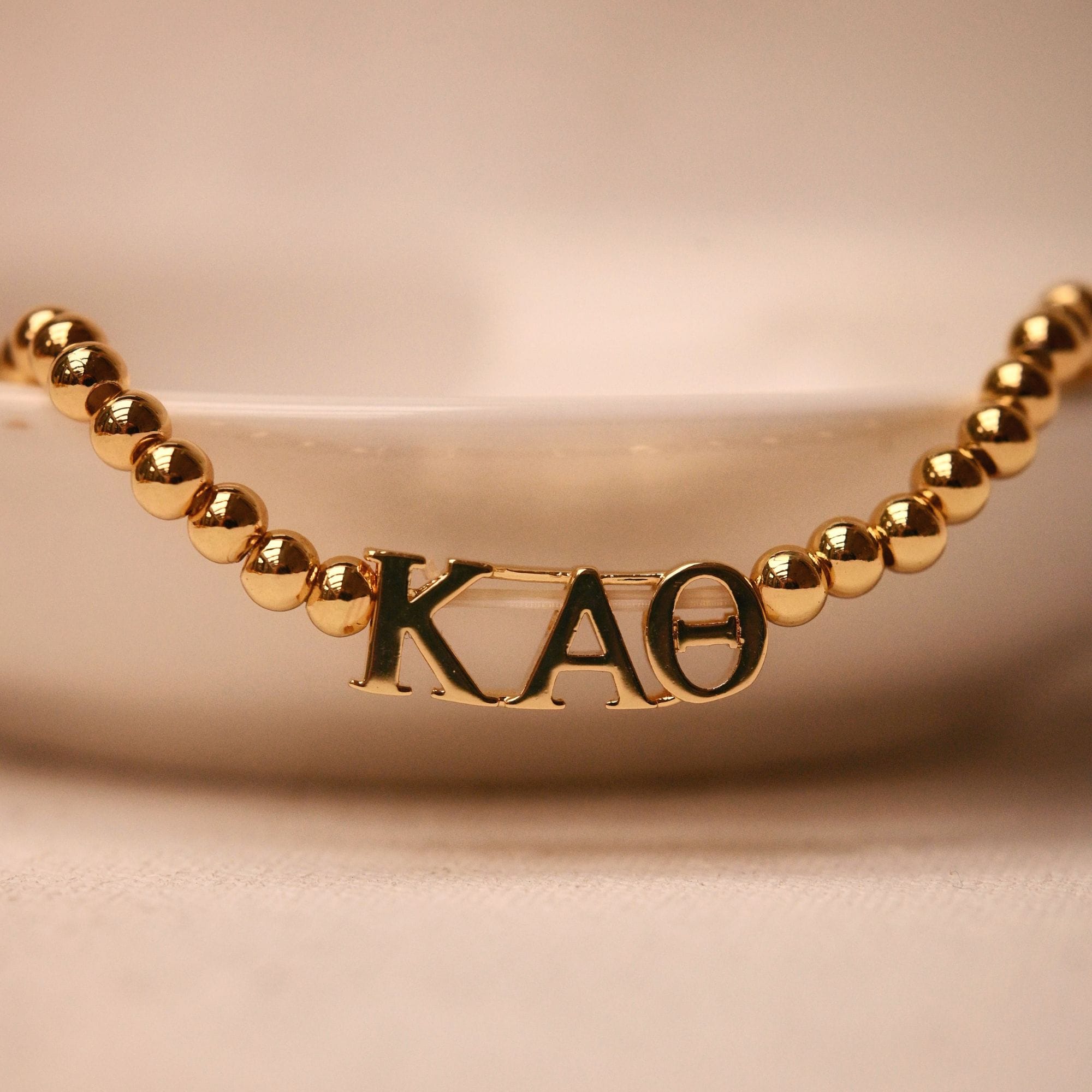 Kappa Alpha Theta Gold Beaded Bracelet