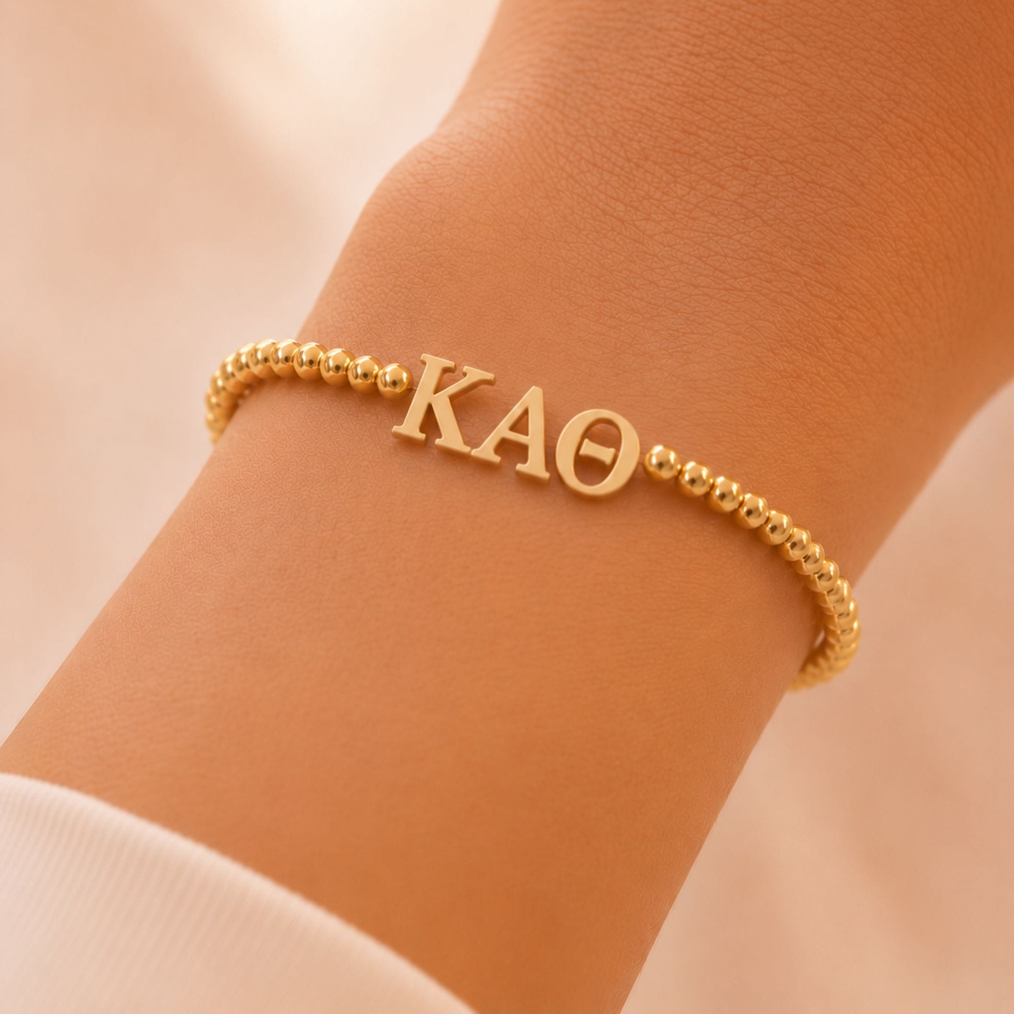 Kappa Alpha Theta Gold Beaded Bracelet