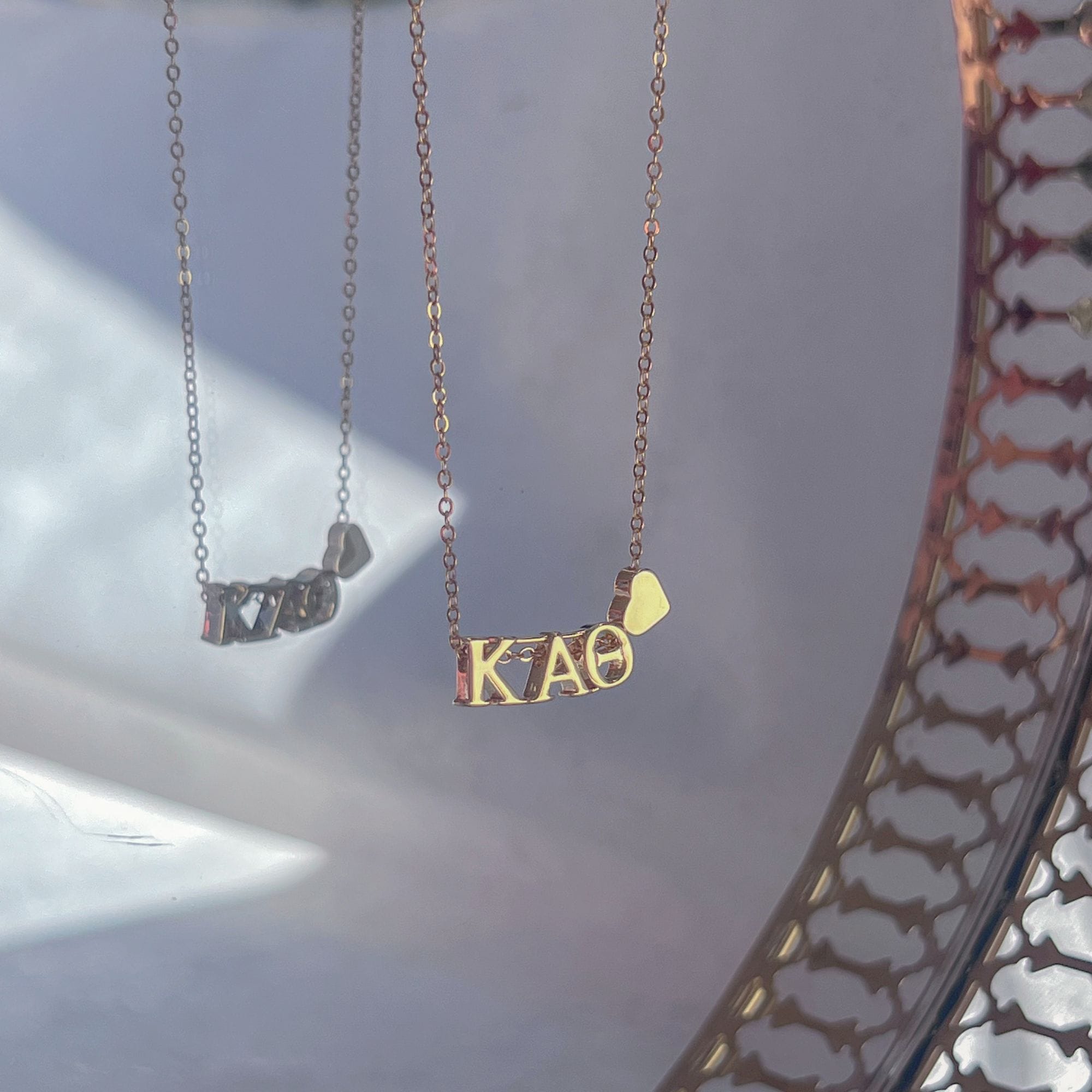 Kappa Alpha Theta Greek Letter Heart Necklace