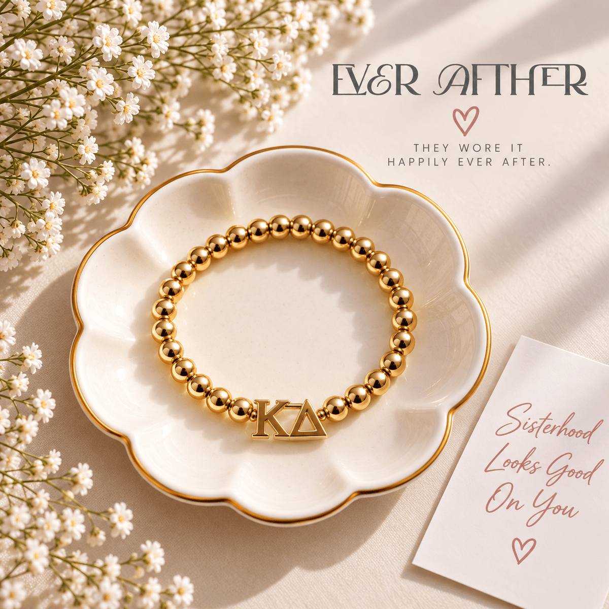 Kappa Delta Gold Beaded Bracelet