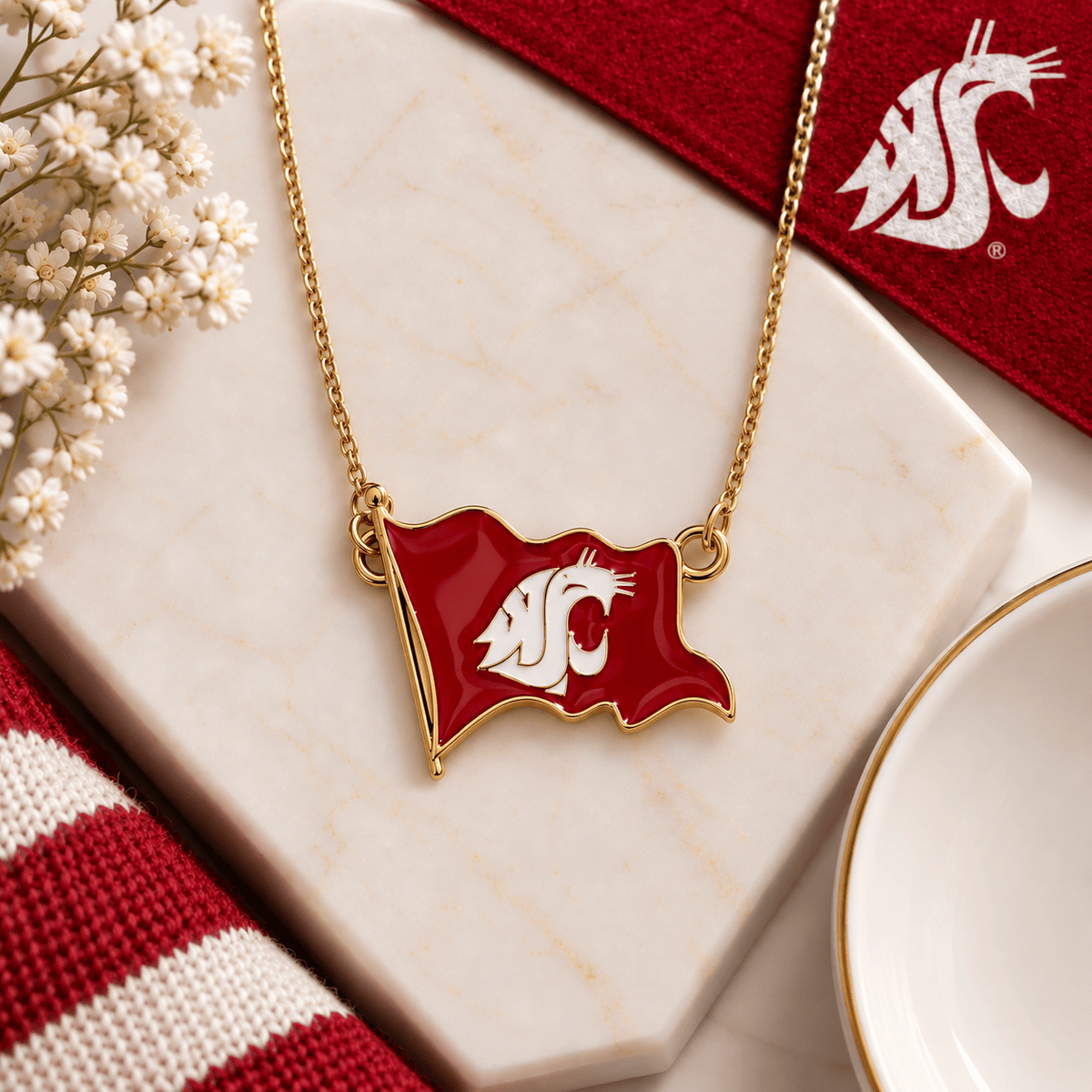 Ol' Crimson Flag Gold Necklace