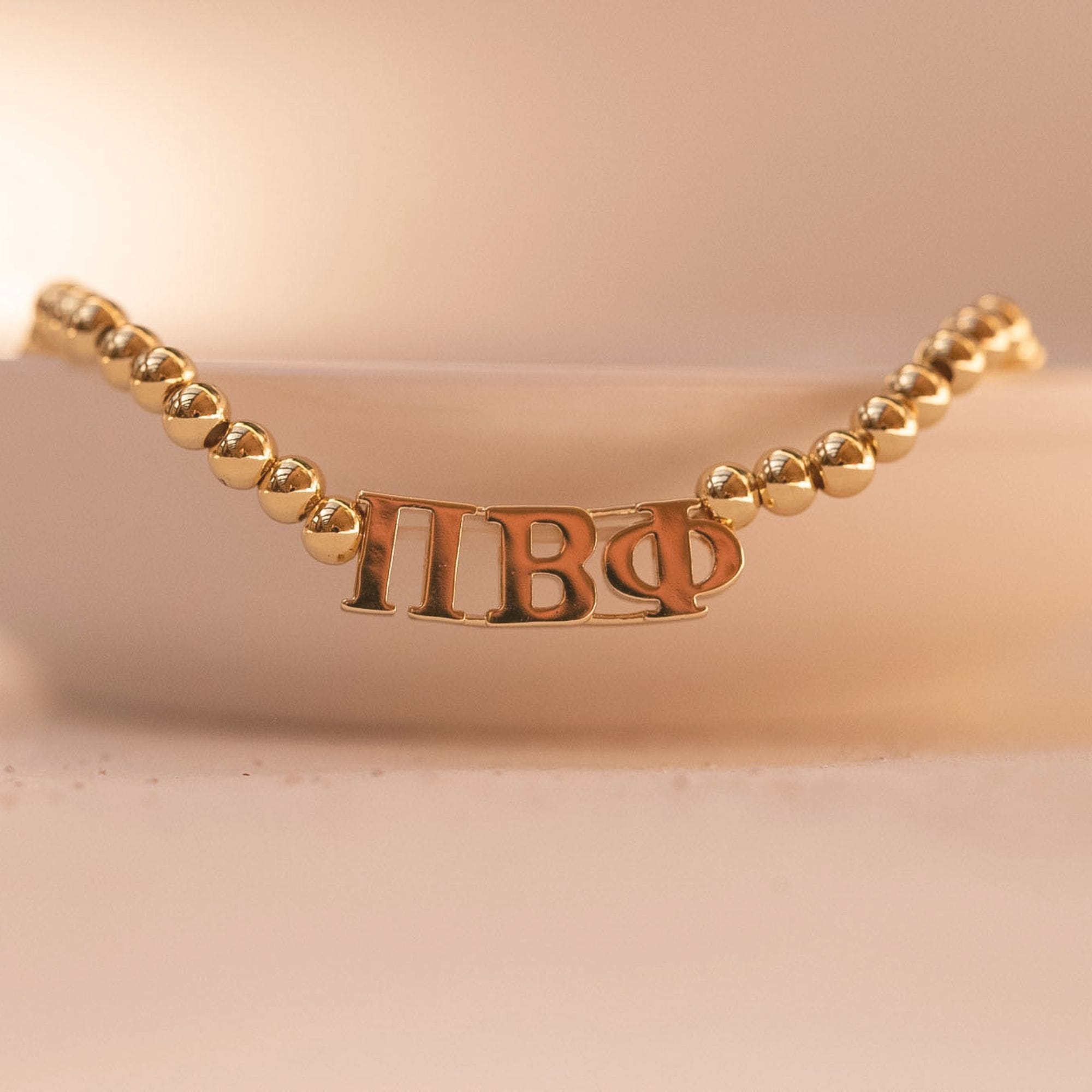 Pi Beta Phi Gold Beaded Bracelet