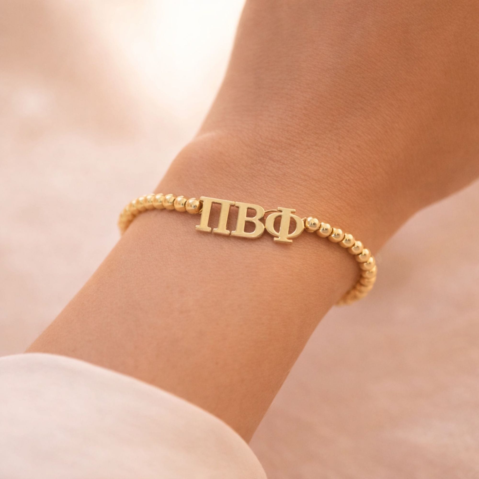 Pi Beta Phi Gold Beaded Bracelet