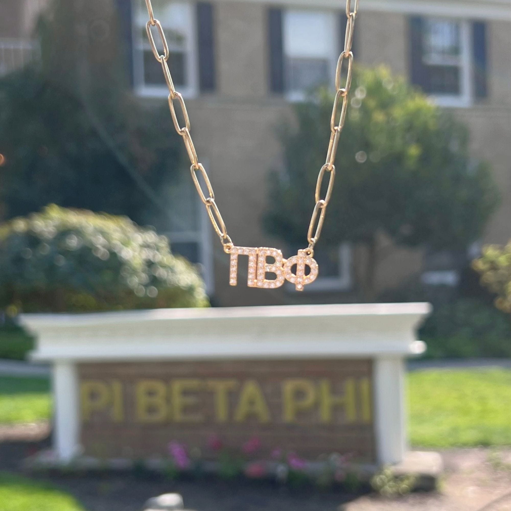 Rhinestone Pi Beta Phi Necklace