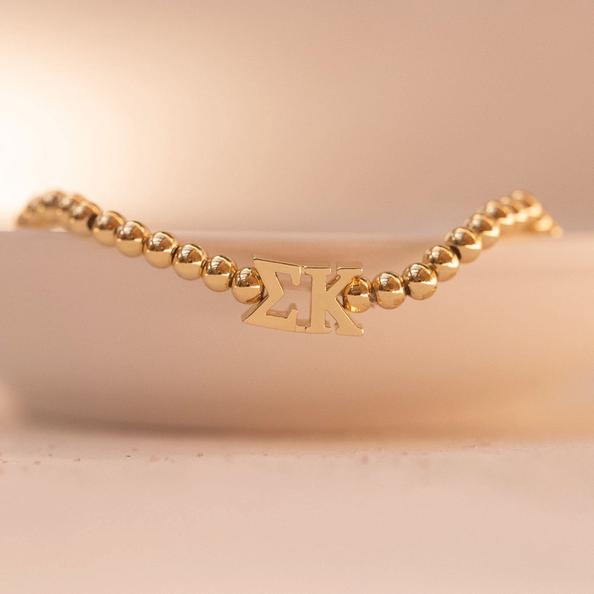 Sigma Kappa Gold Beaded Bracelet