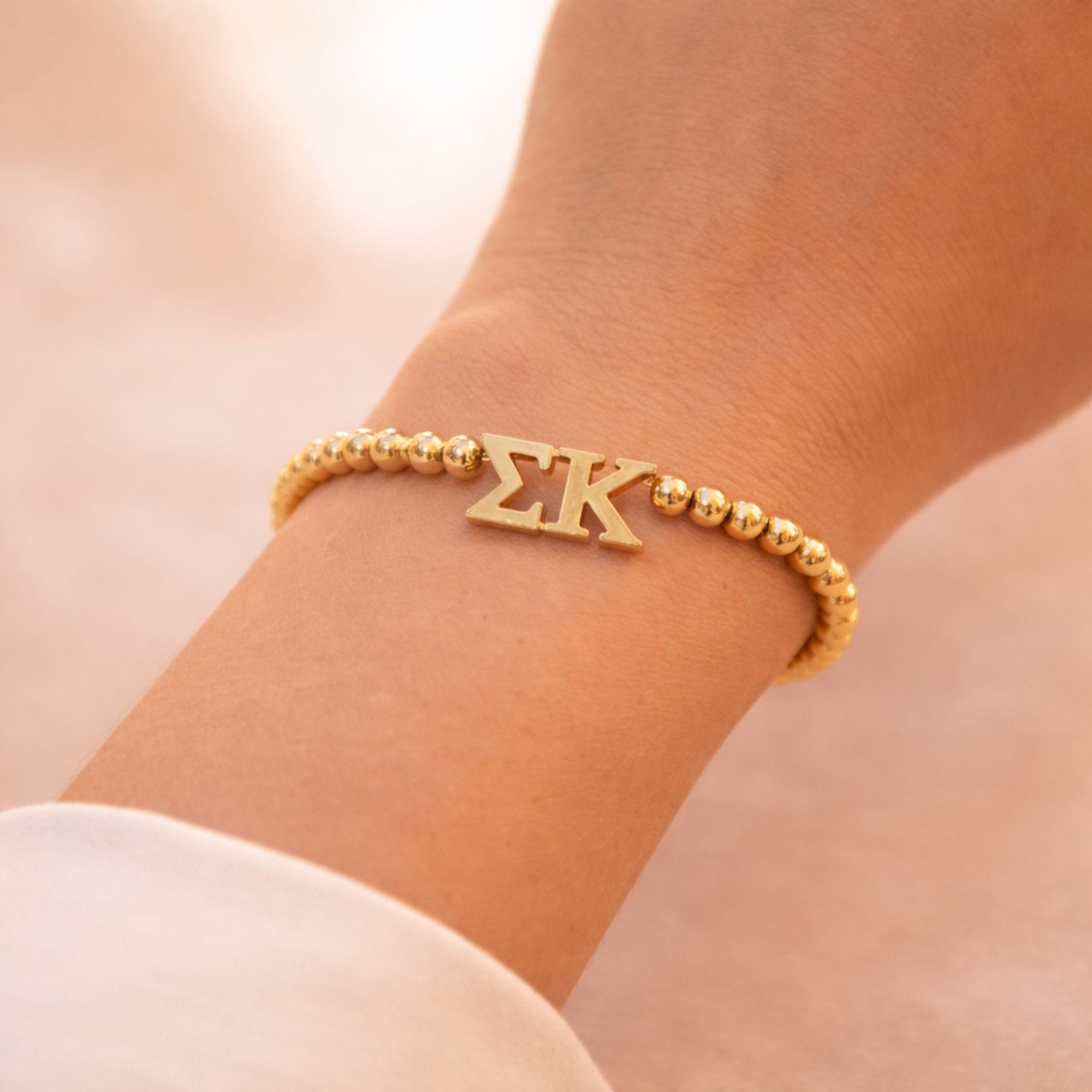 Sigma Kappa Gold Beaded Bracelet