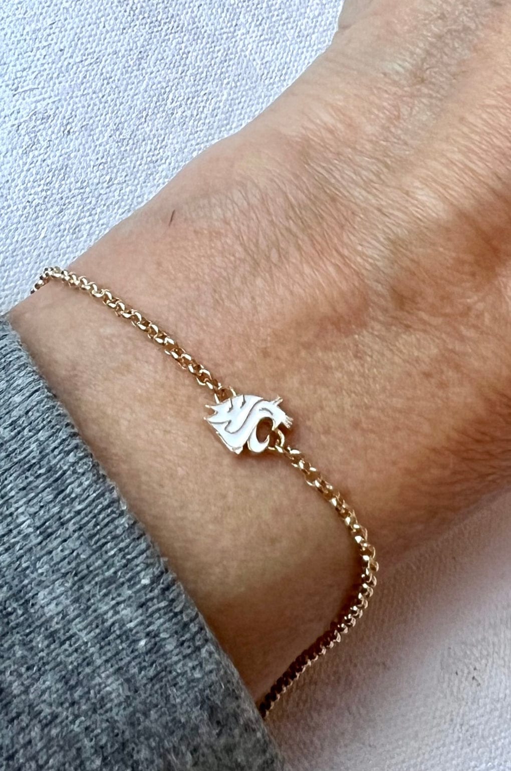 WSU Charm Pendant Bracelet Palouse Gold