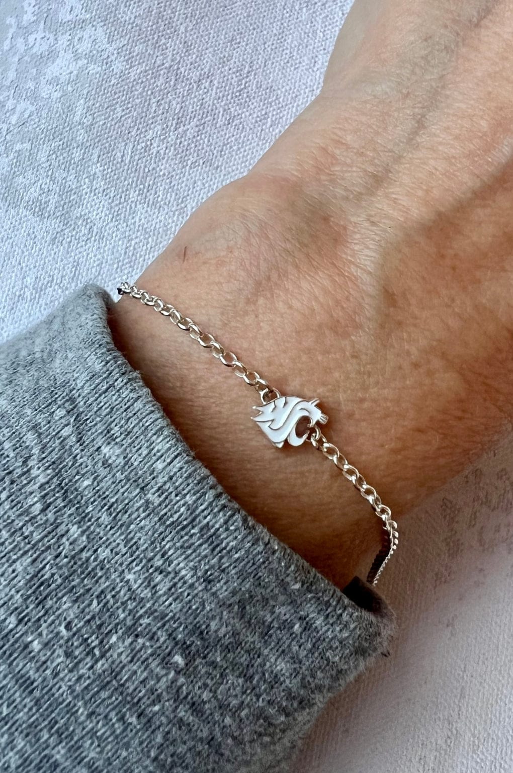 WSU Charm Pendant Bracelet College White