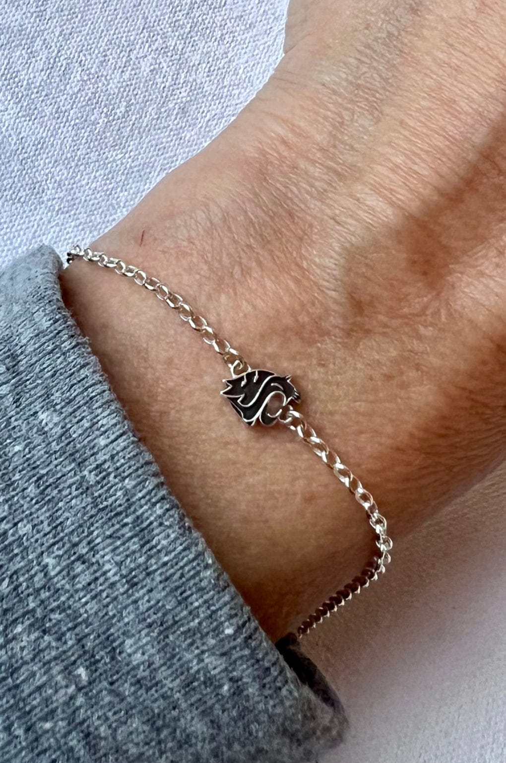 WSU Charm Pendant Bracelet Vintage Gray