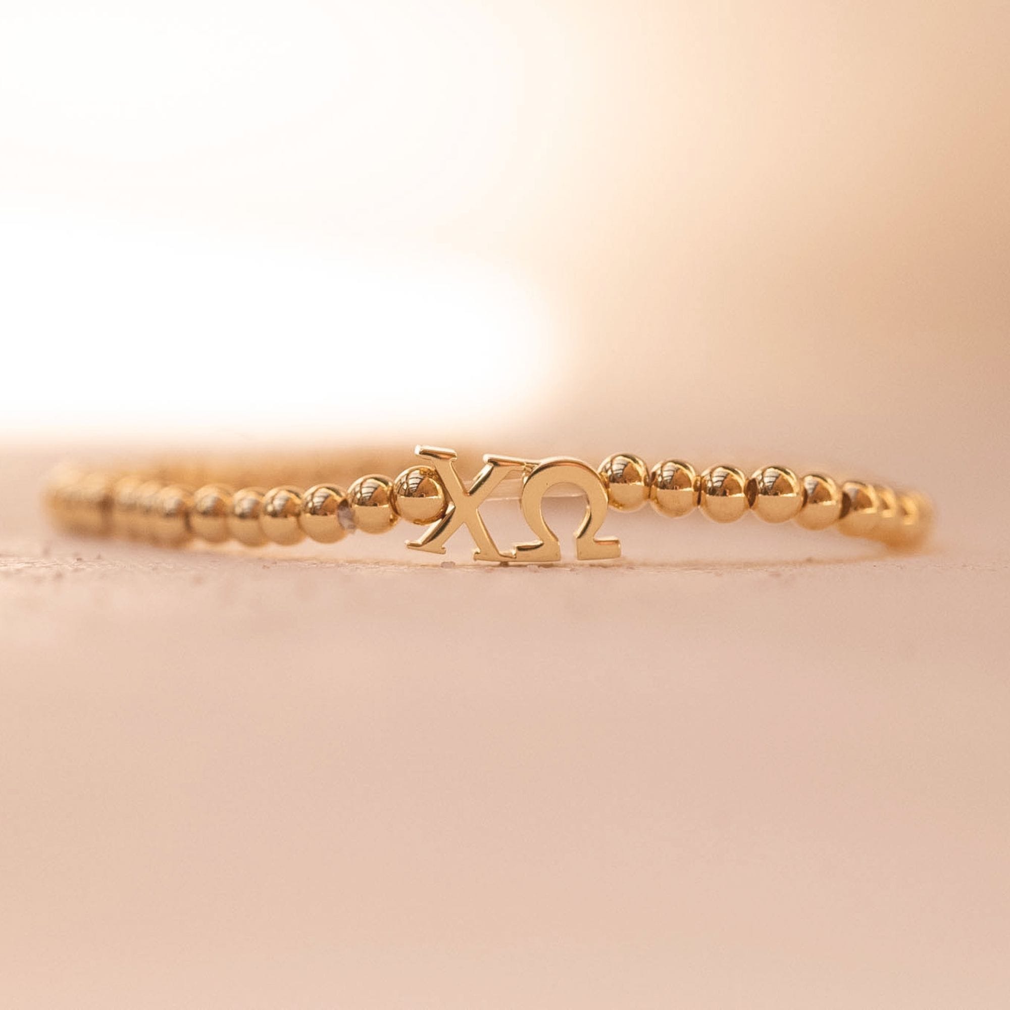 Chi Omega Gold Beaded Bracelet