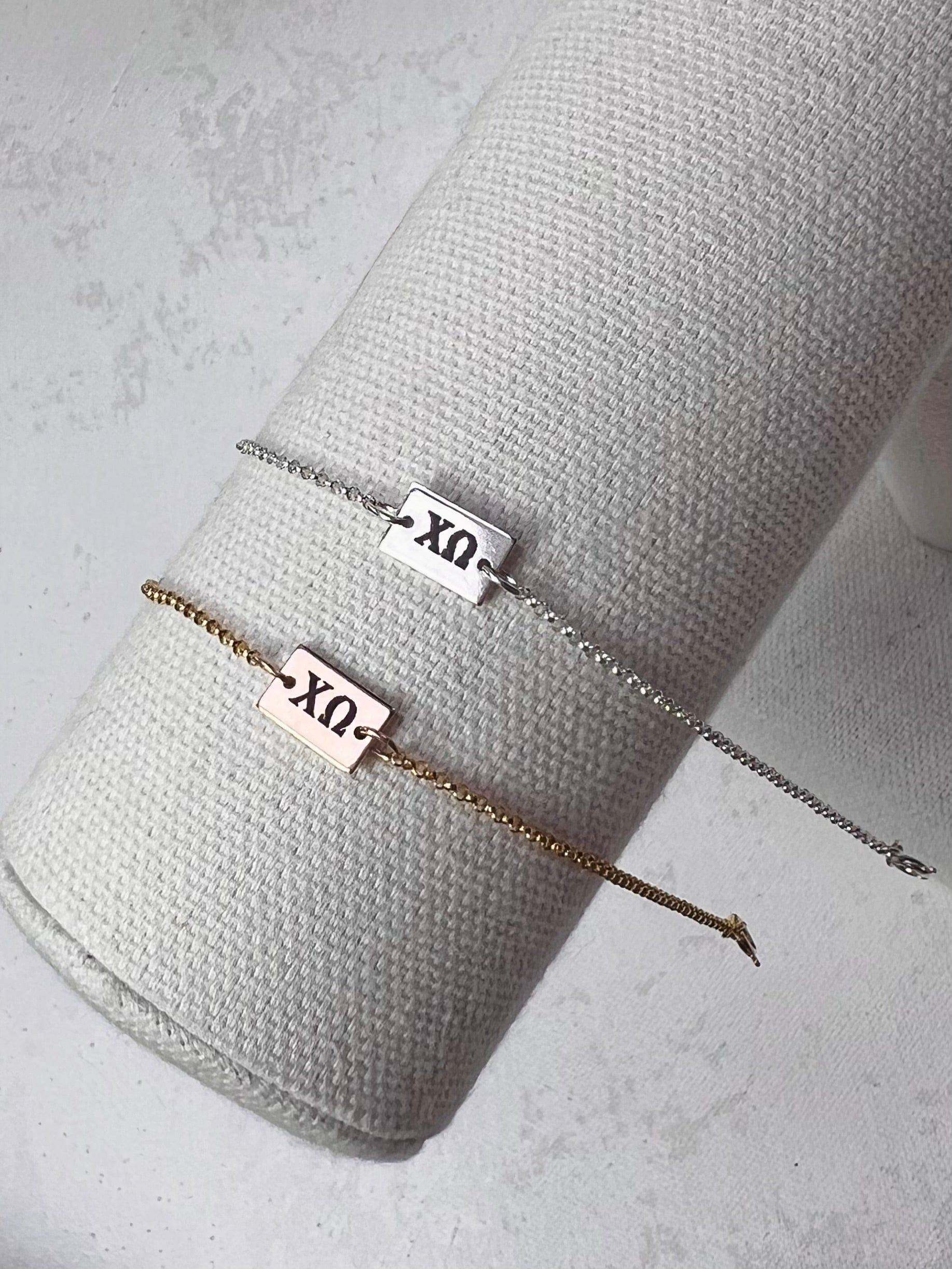 Chi Omega Engraved Charm Bracelet