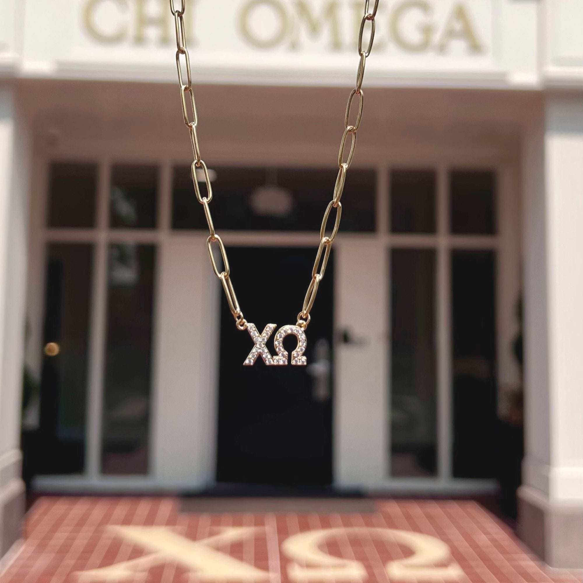Rhinestone Chi Omega Necklace