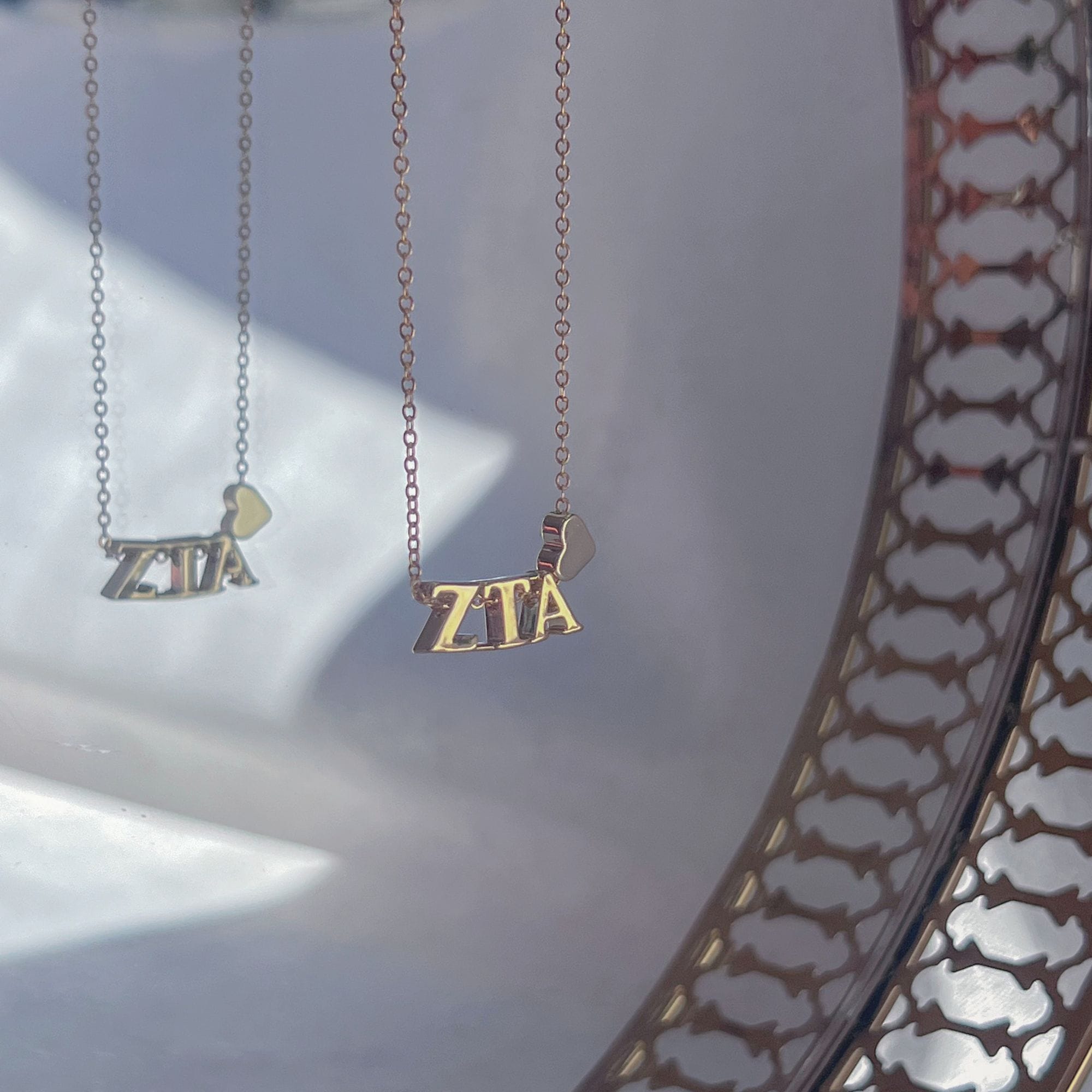 Zeta Tau Alpha Greek Letter Heart Necklace