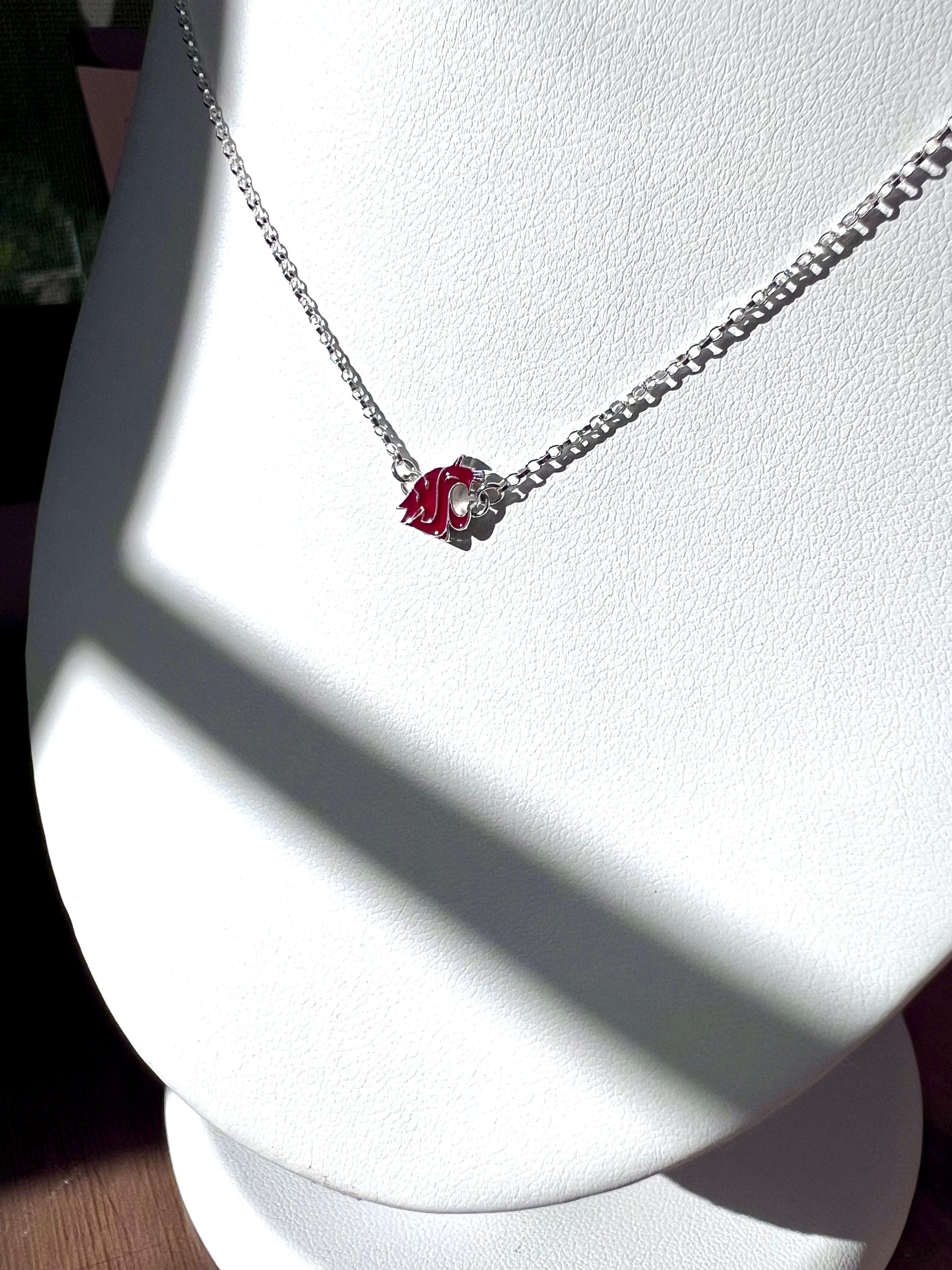 WSU Charm Pendant Necklace Classic Crimson