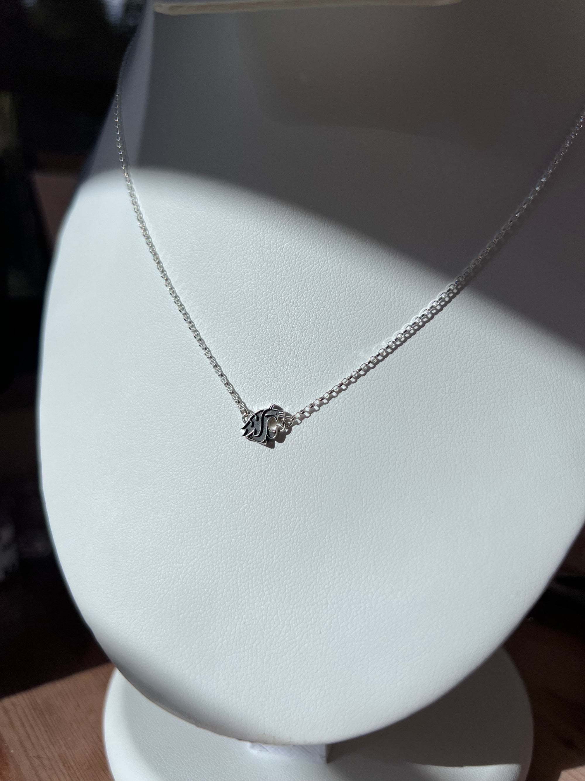 WSU Charm Pendant Necklace Vintage Gray