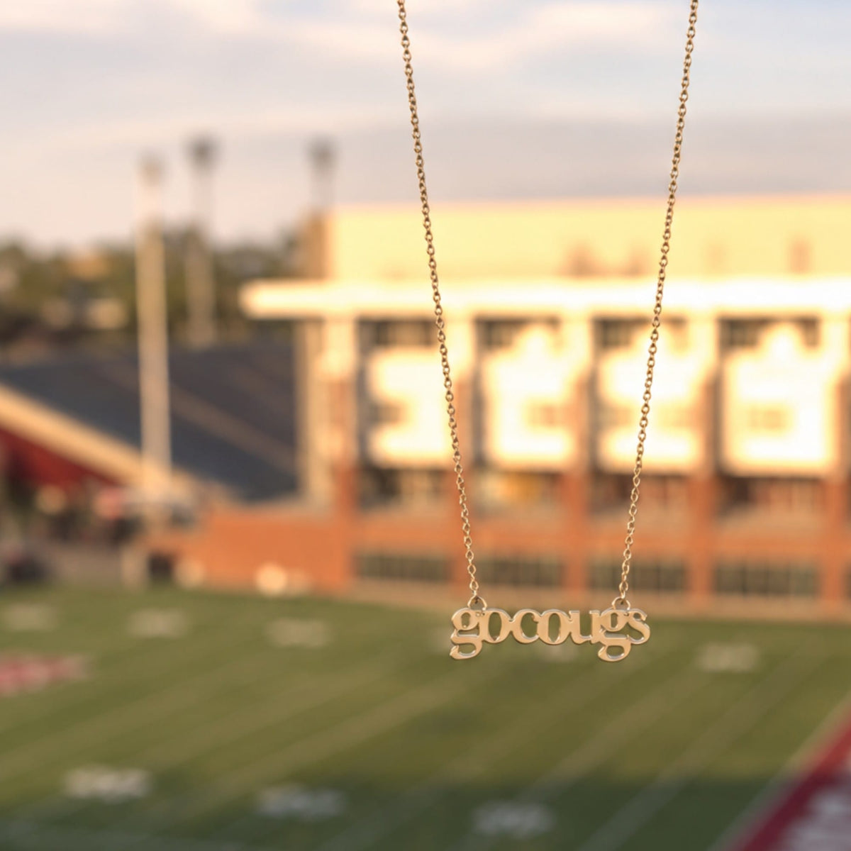 "Go Cougs" Gold Script Necklace